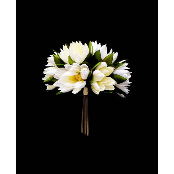 Ramo decorativo color crema loto x6