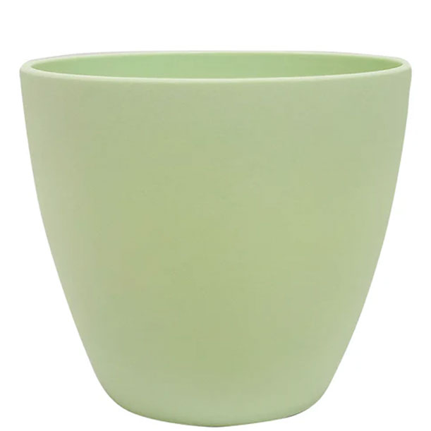 Maceta de plástico verde lisa 13.5 x 12 cm