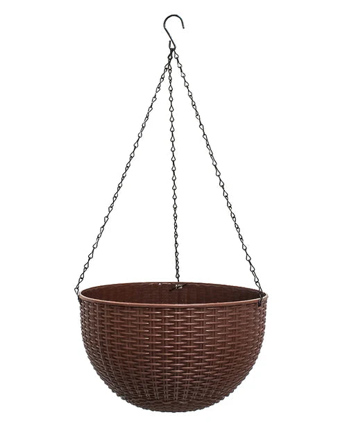 Maceta jardinera colgante color cáfe 29 x 18 cm
