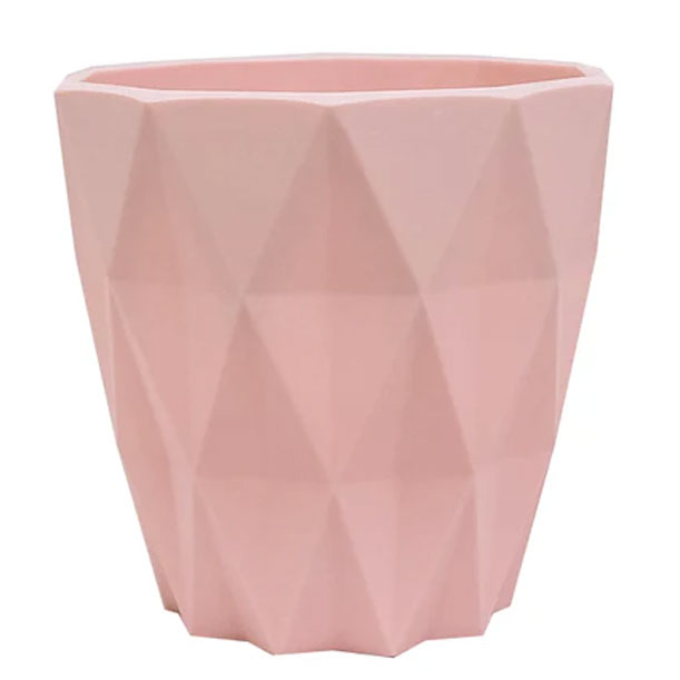 Maceta de plástico rosa diamantes 11 x 11 cm