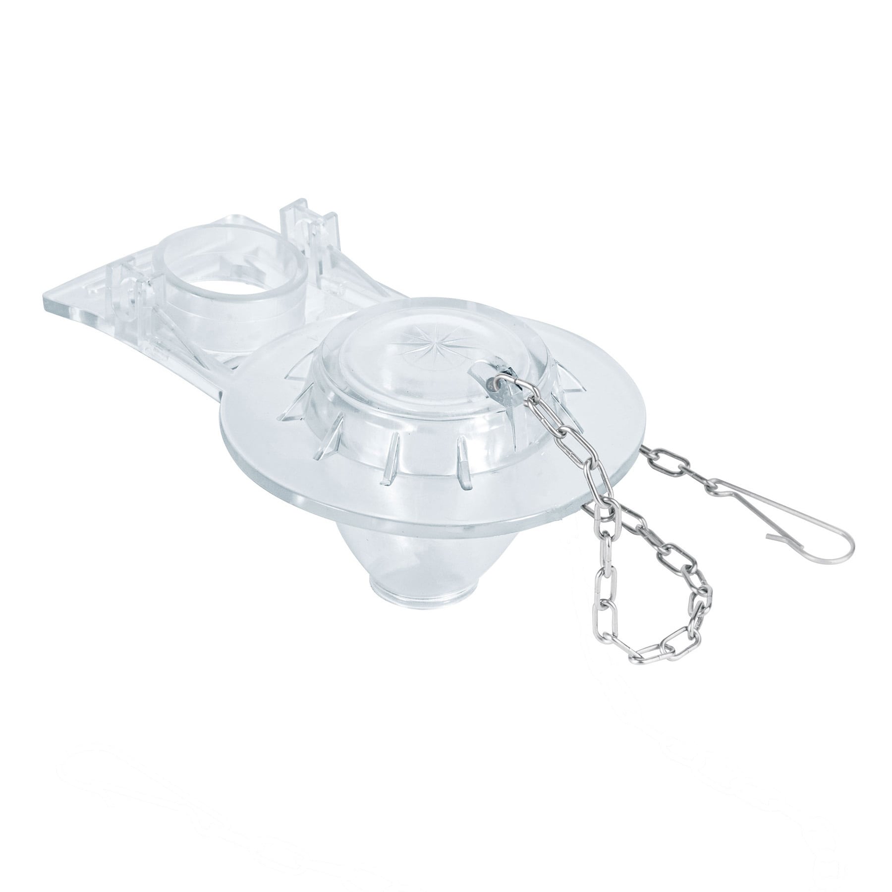 Sapo 2" para WC, PVC, trasparente, cadena inoxidable Foset