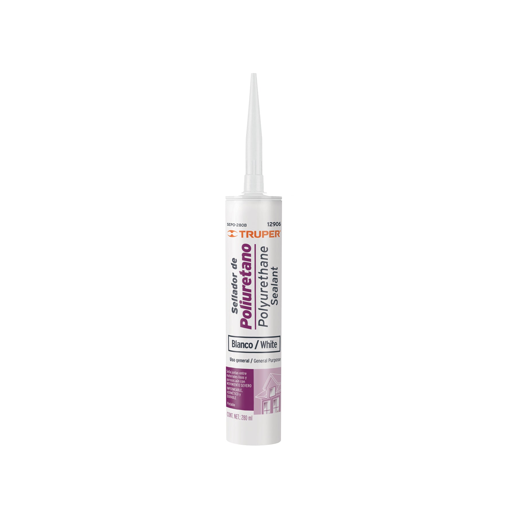 Sellador de poliuretano de 280 ml, blanco, Truper
