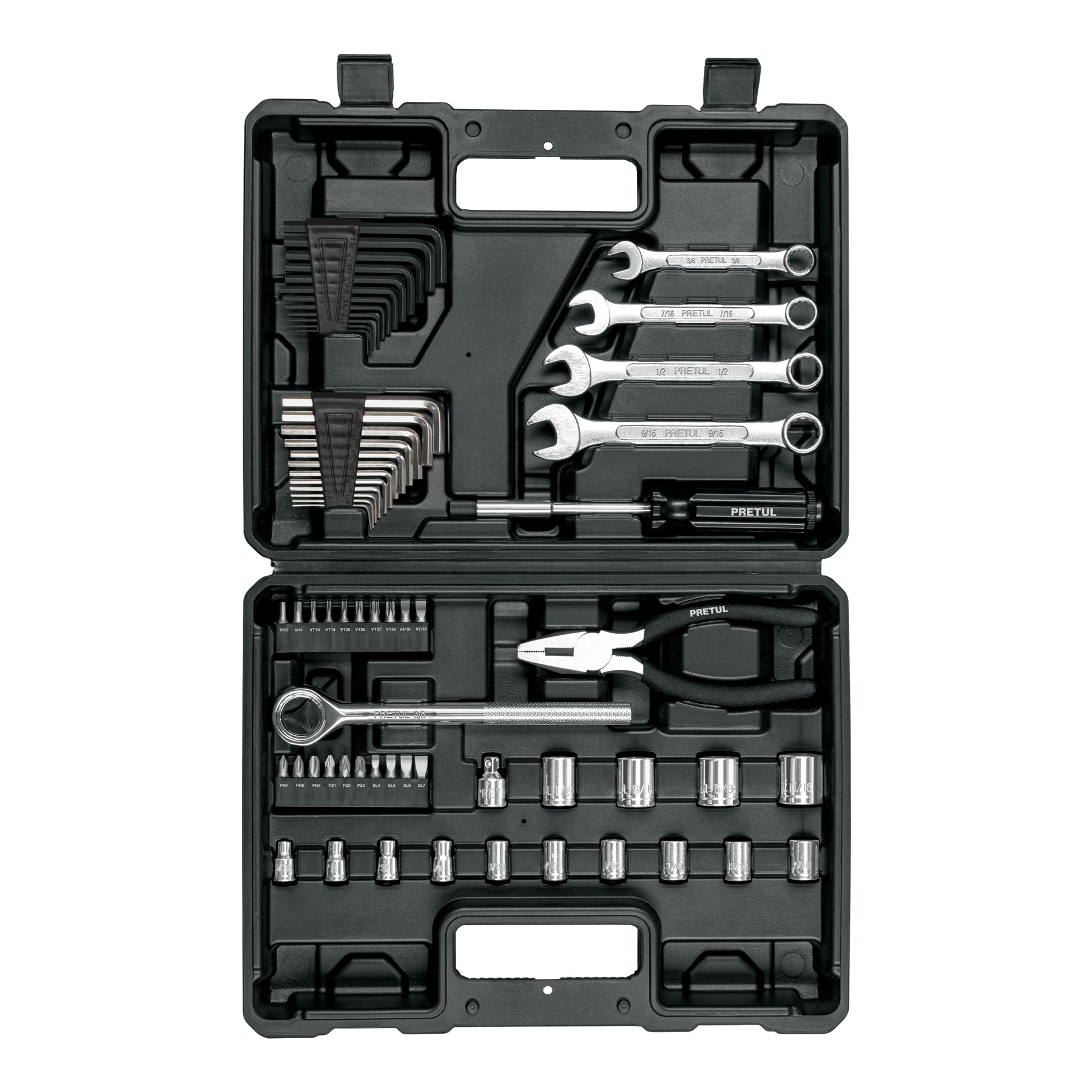 Juego de 66 herramientas 1/4" y 3/8" para mecánico, Pretul