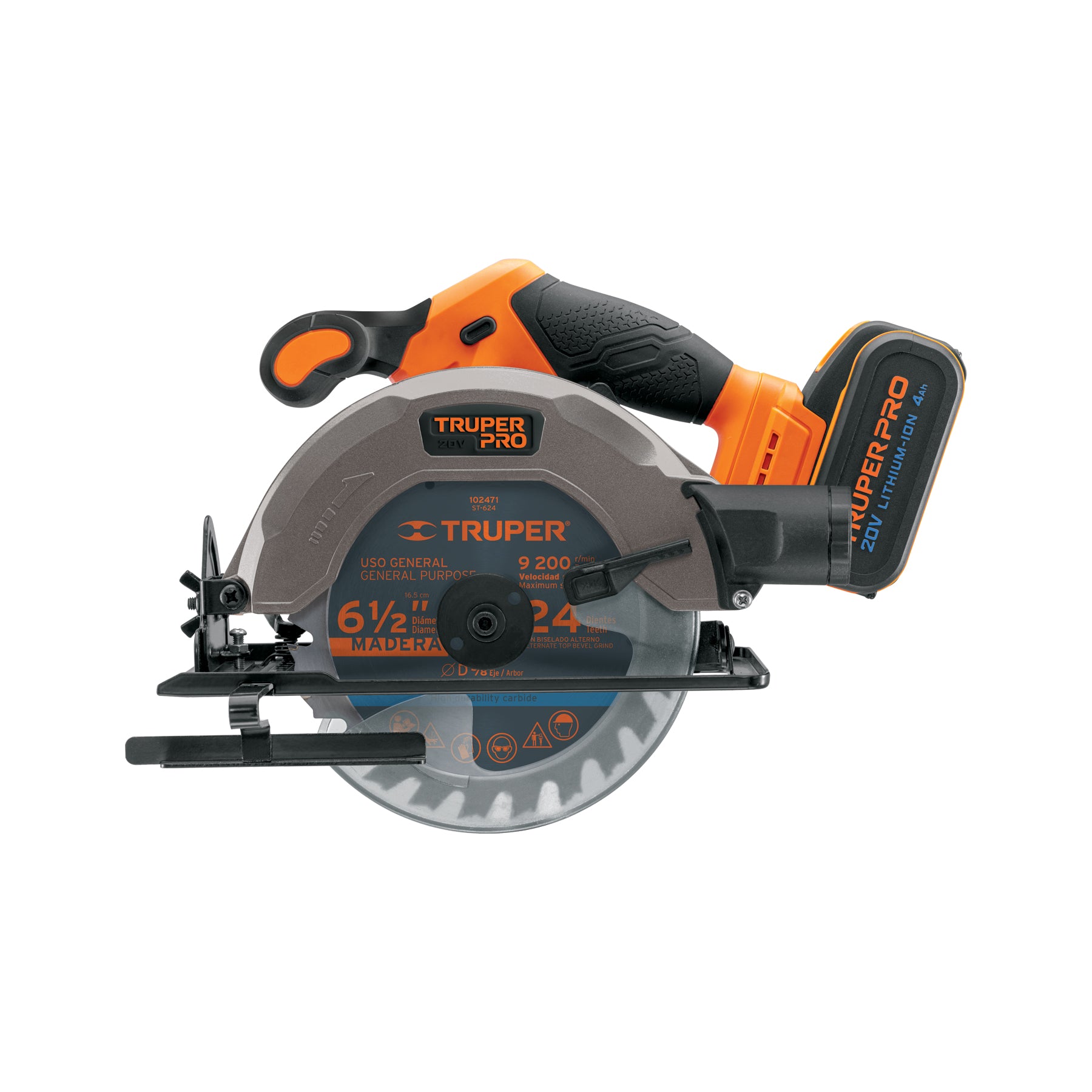 Sierra circular inalámbrica 6-1/2", 20V, 1 batería 4Ah, PRO