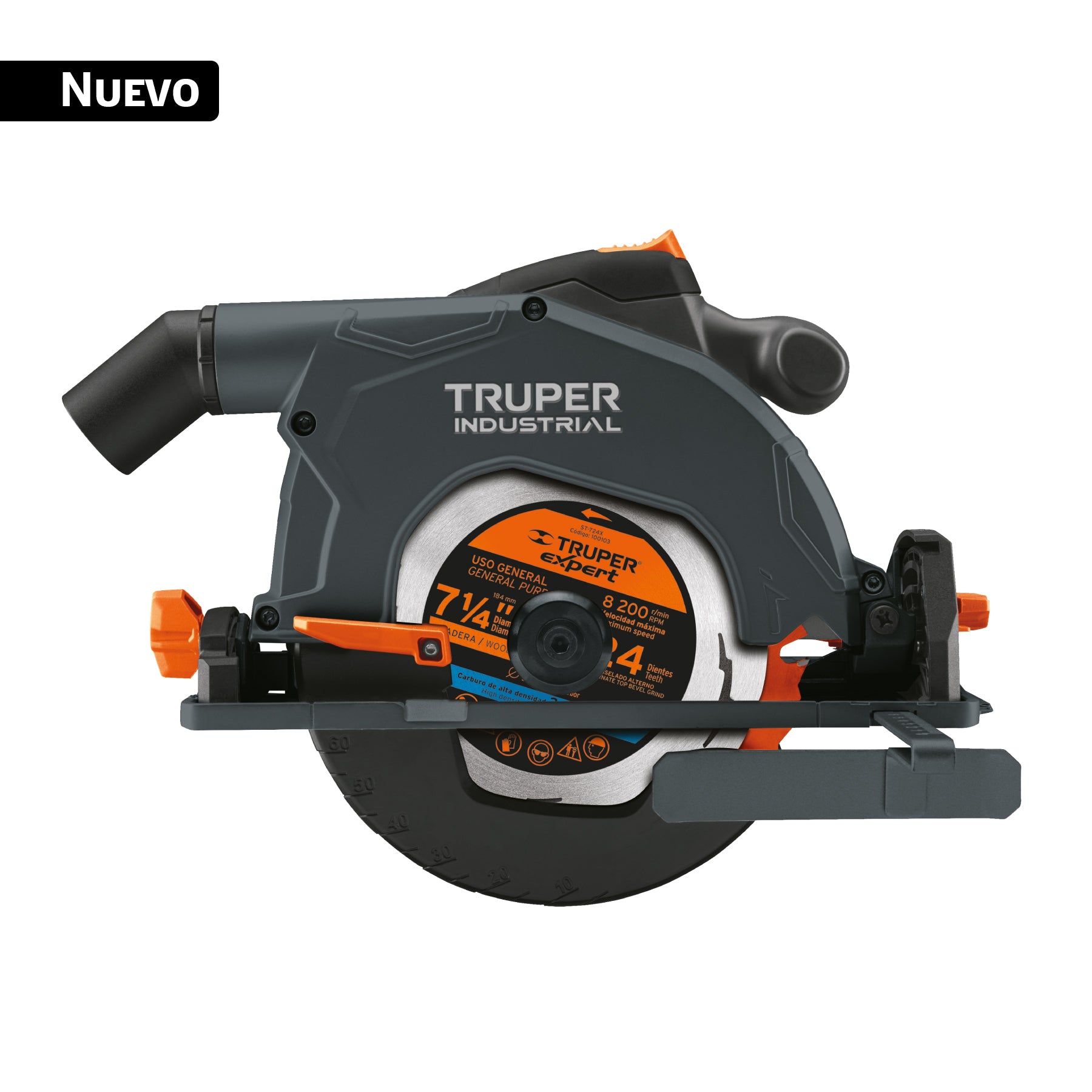 Sierra circular 7-1/4" 1900W, TRUPER INDUSTRIAL