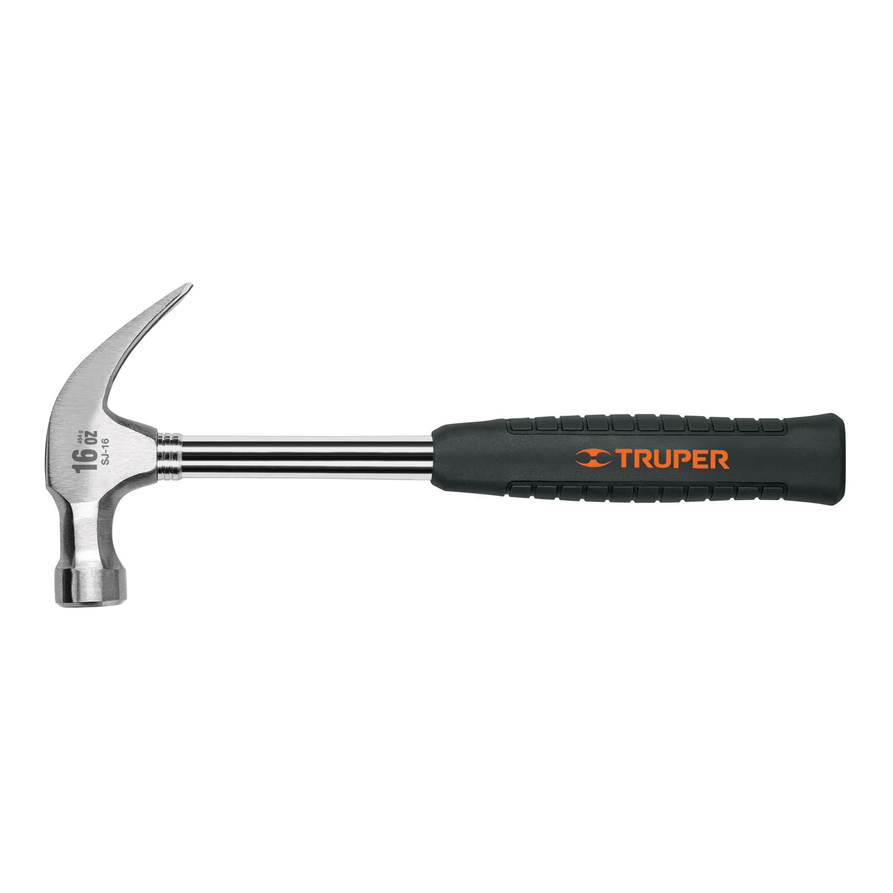 Martillo pulido 16 oz uña curva, mango tubular con neopreno