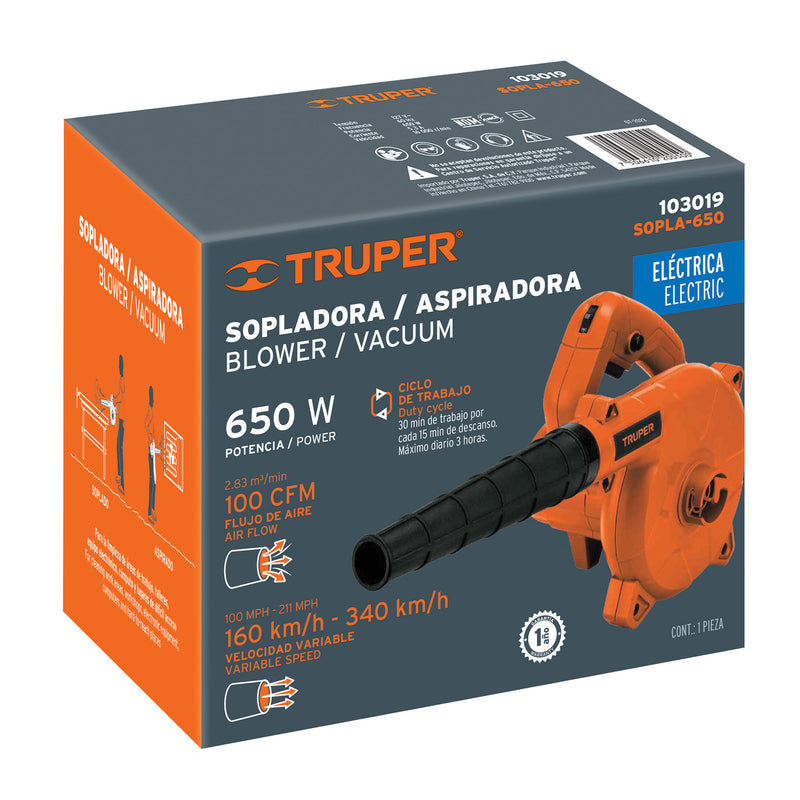 Sopladora/Aspiradora eléctrica 650 W, Truper