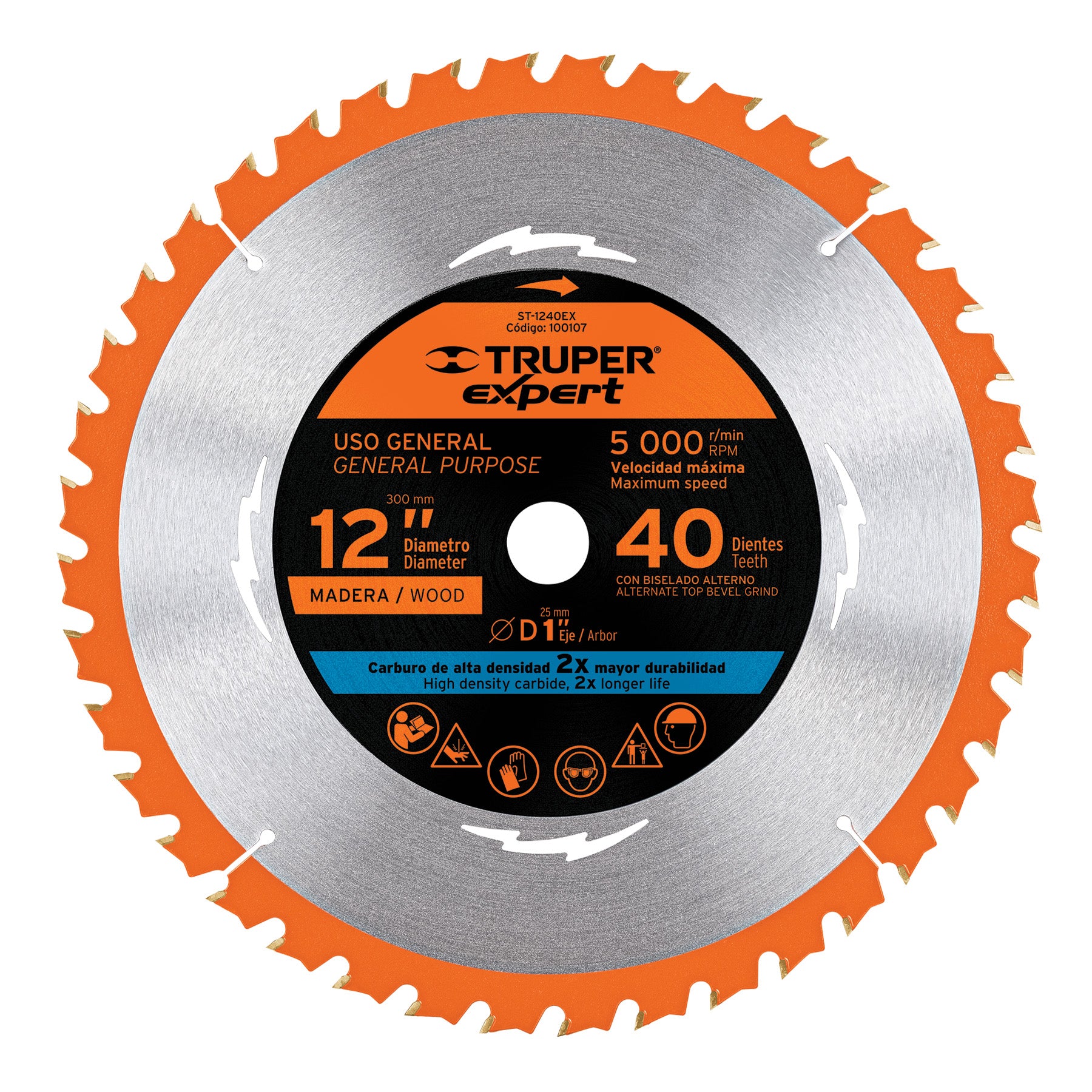 Disco sierra 12" para madera, 40 dientes centro 1", Expert