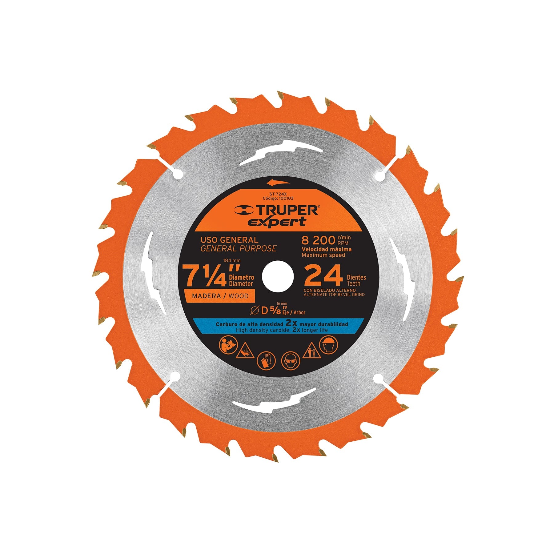 Disco sierra 7-1/4" para madera, 24 dientes centro 5/8", Expert
