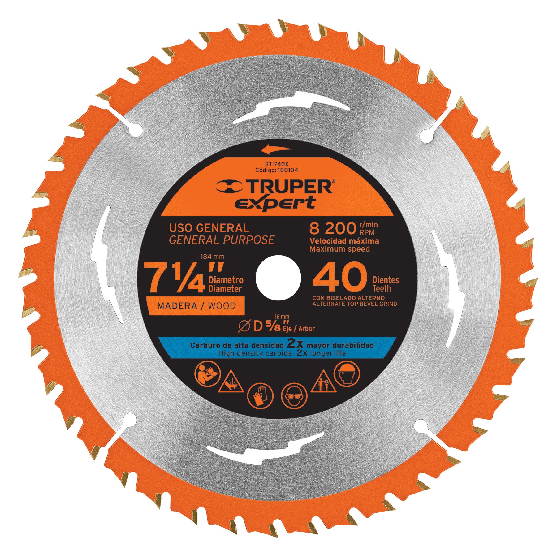 Disco sierra 7-1/4" para madera, 40 dientes centro 5/8", Expert