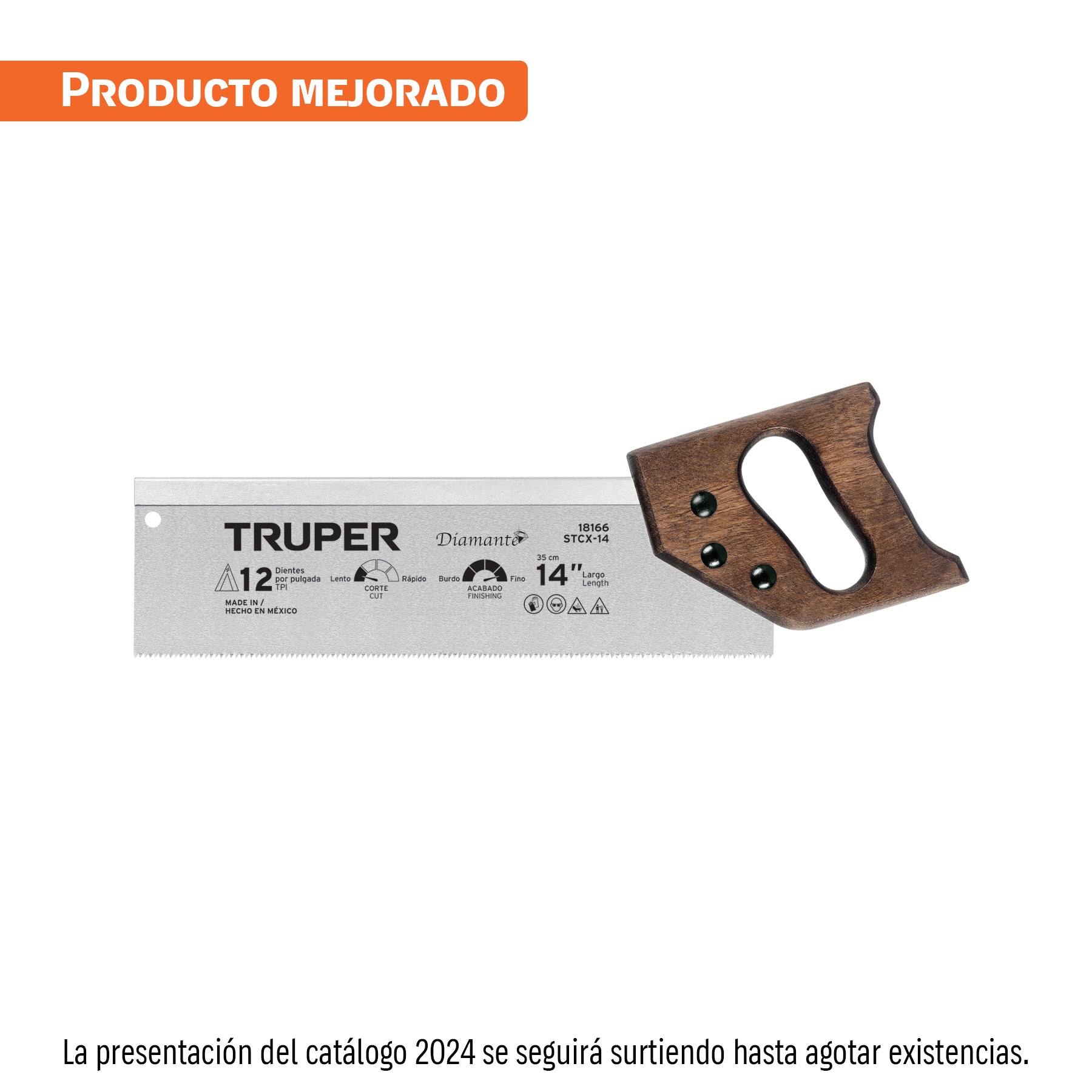 Serrucho de costilla 14" Diamante, 12 DPP, Truper