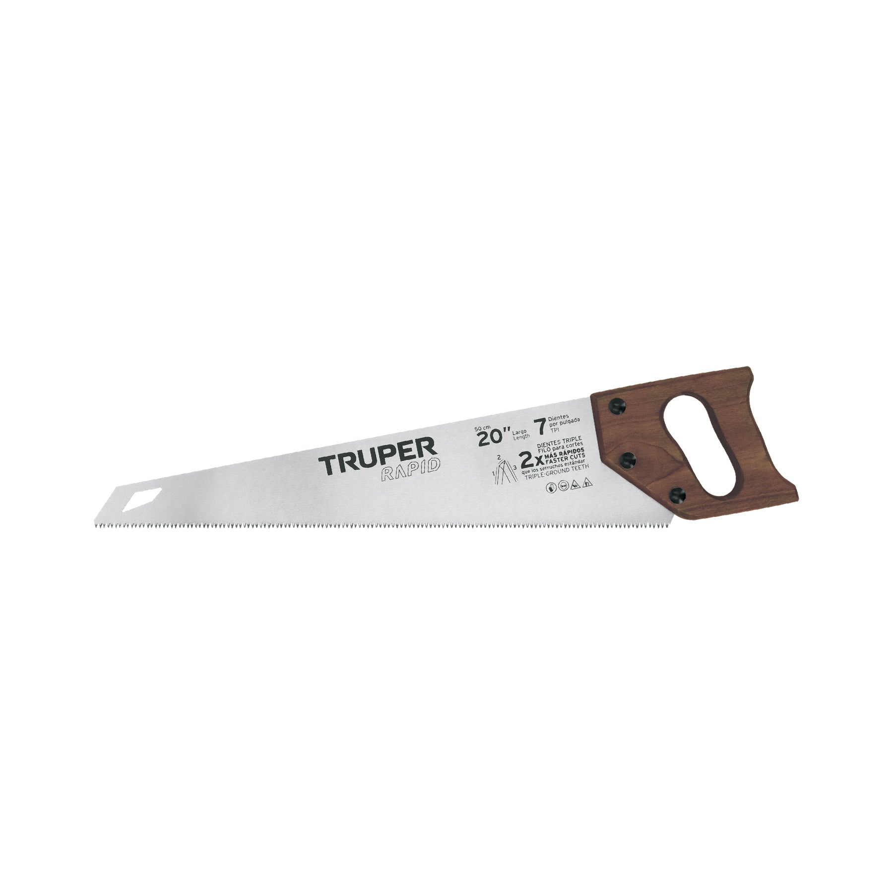 Serrucho Rapid 20", 7 DPP, mango de madera, Truper