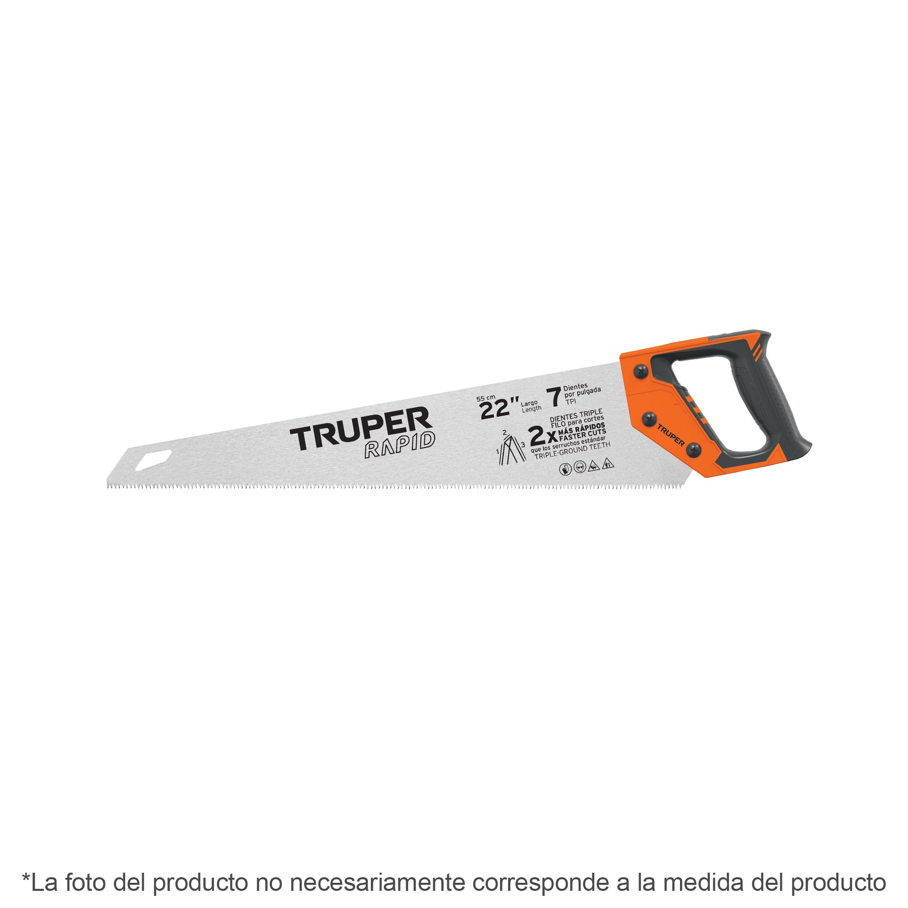 Serrucho Rapid 20", 7 DPP, mango Comfort grip, Truper