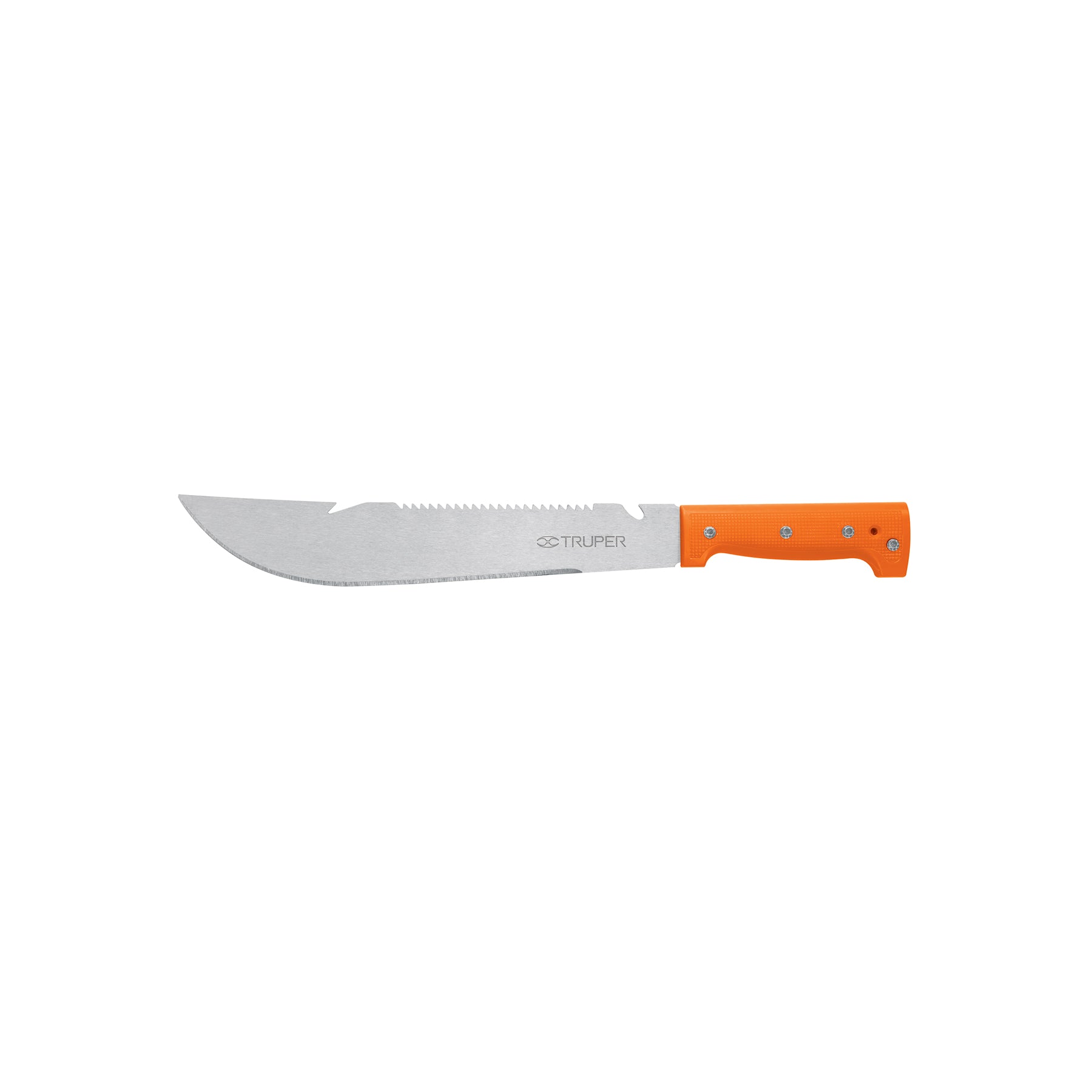 Machete rambo 12",cacha remachada naranja, con funda, Truper
