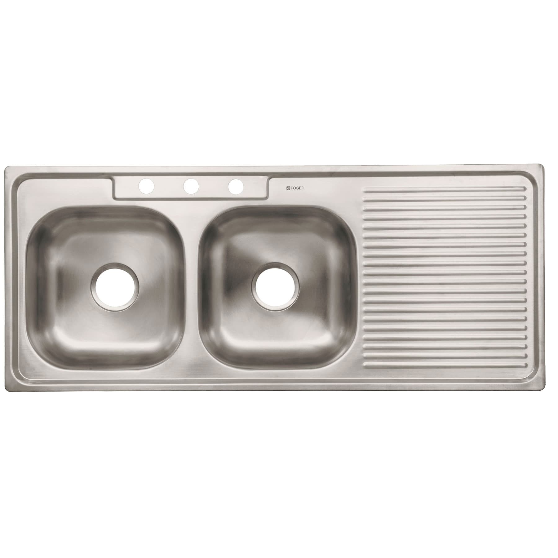 Tarja de empotrar 120 x 50 cm doble tina izquierda, Foset