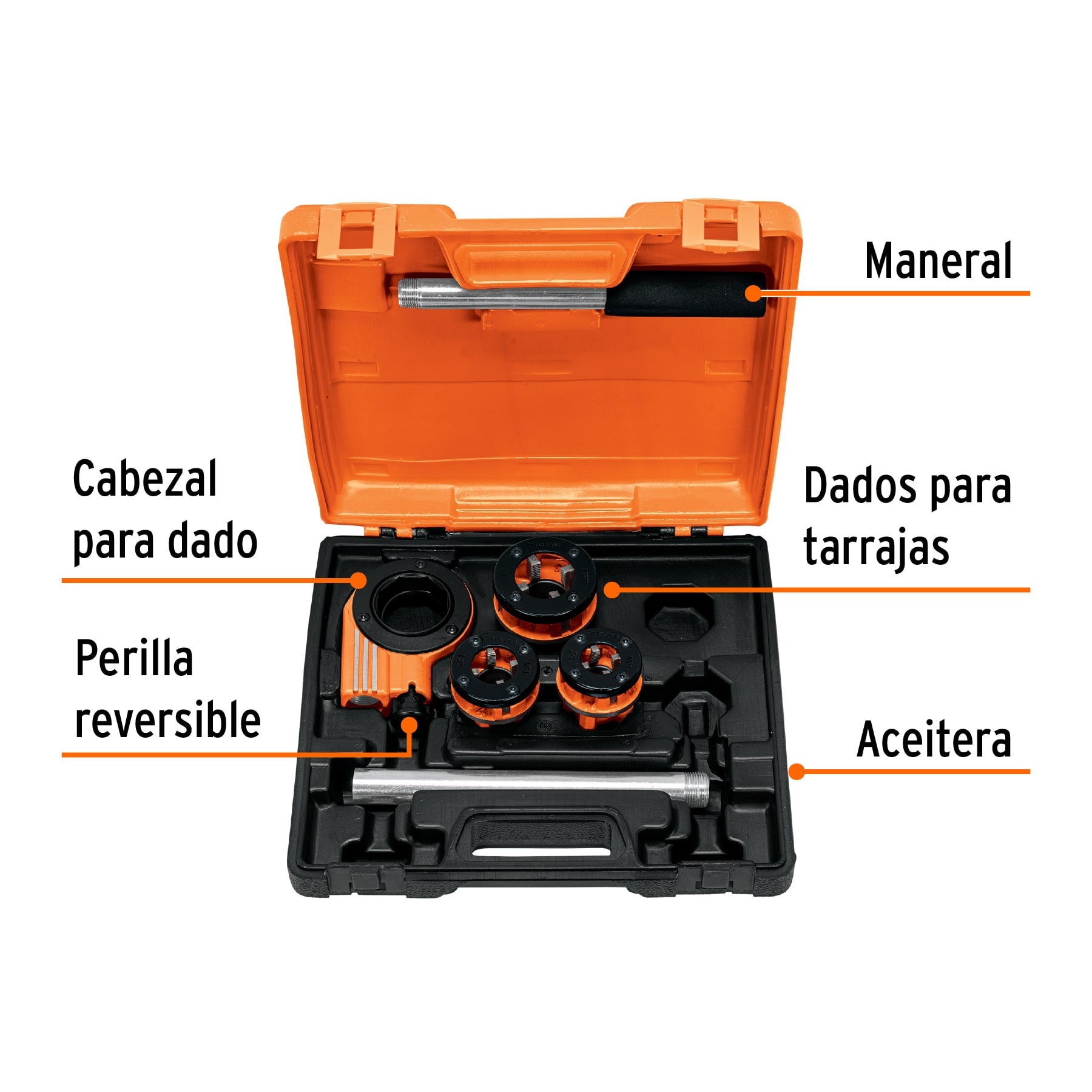 Juego†de†4†tarrajas†para tubo†de†1/2' a 1', TRUPER