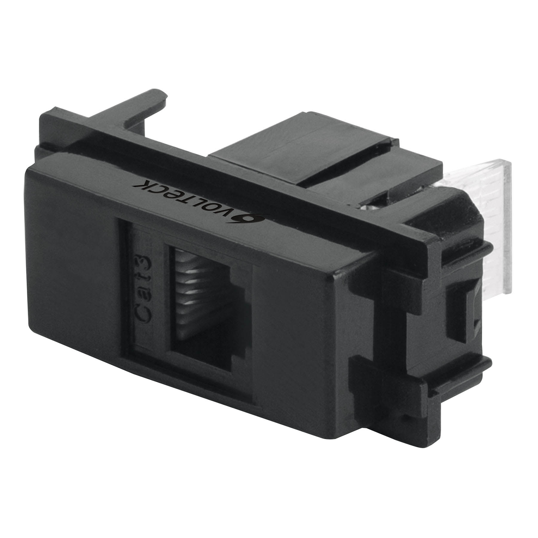 Toma de teléfono, línea Italiana, color negro, Volteck