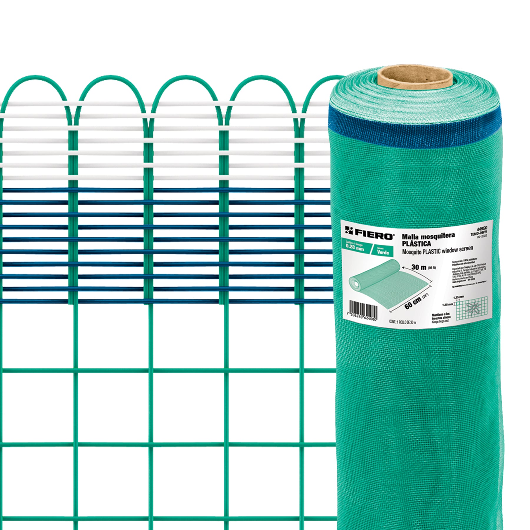 Rollo de 30 m x 0.6 m de malla mosquitera plástica verde
