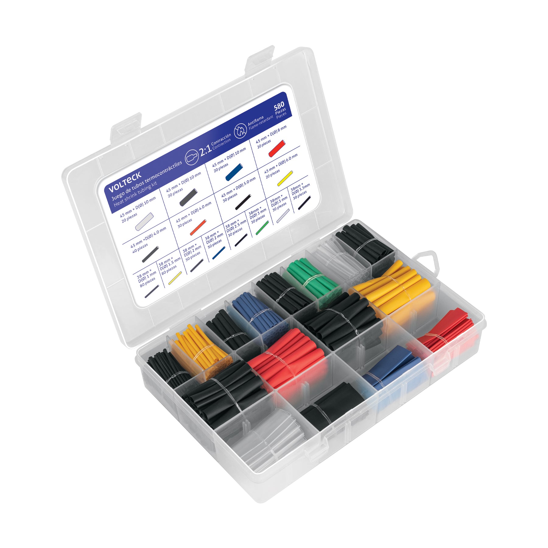 Juego de 580 piezas de Tubo Termocontráctil, Volteck