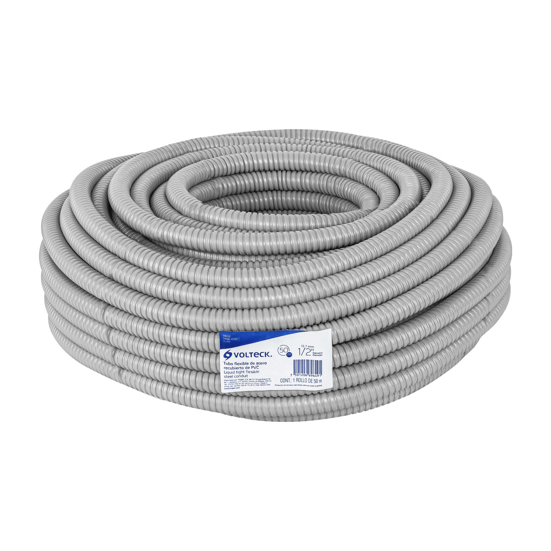 Rollo de 50 m de tubo flexible liquid tight de 1/2", Volteck, TFR-1/2, 47321