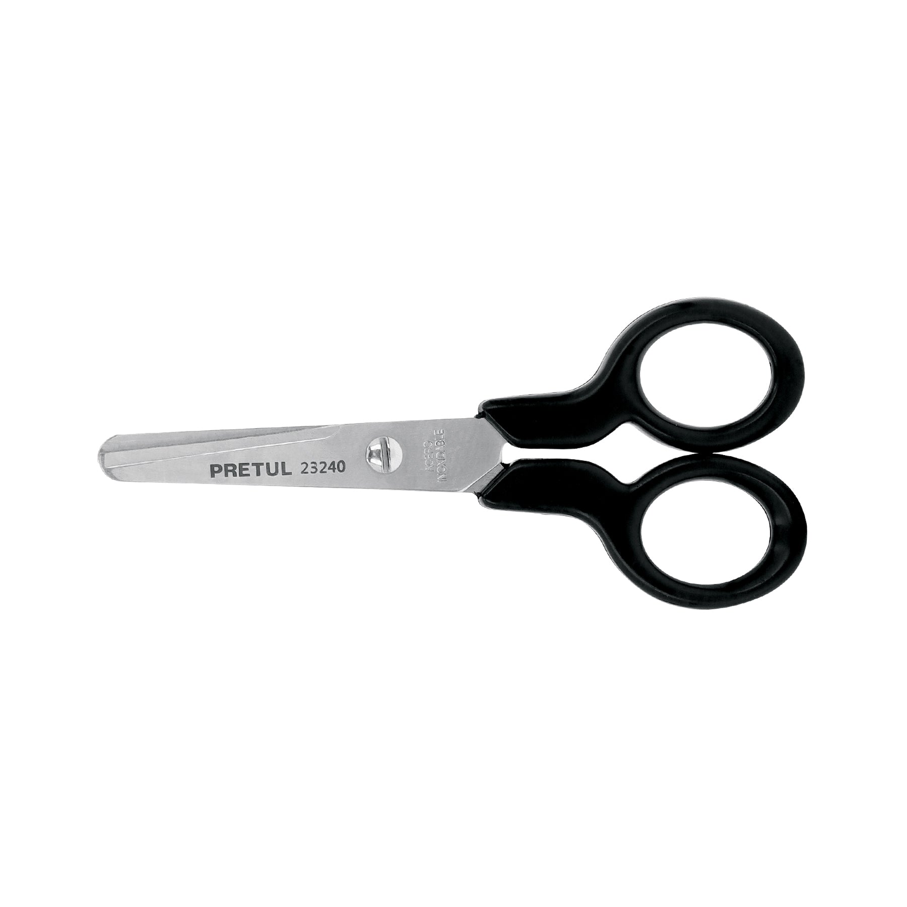 Tijera 4-1/2" de acero inoxidable punta roma escolar, Pretul