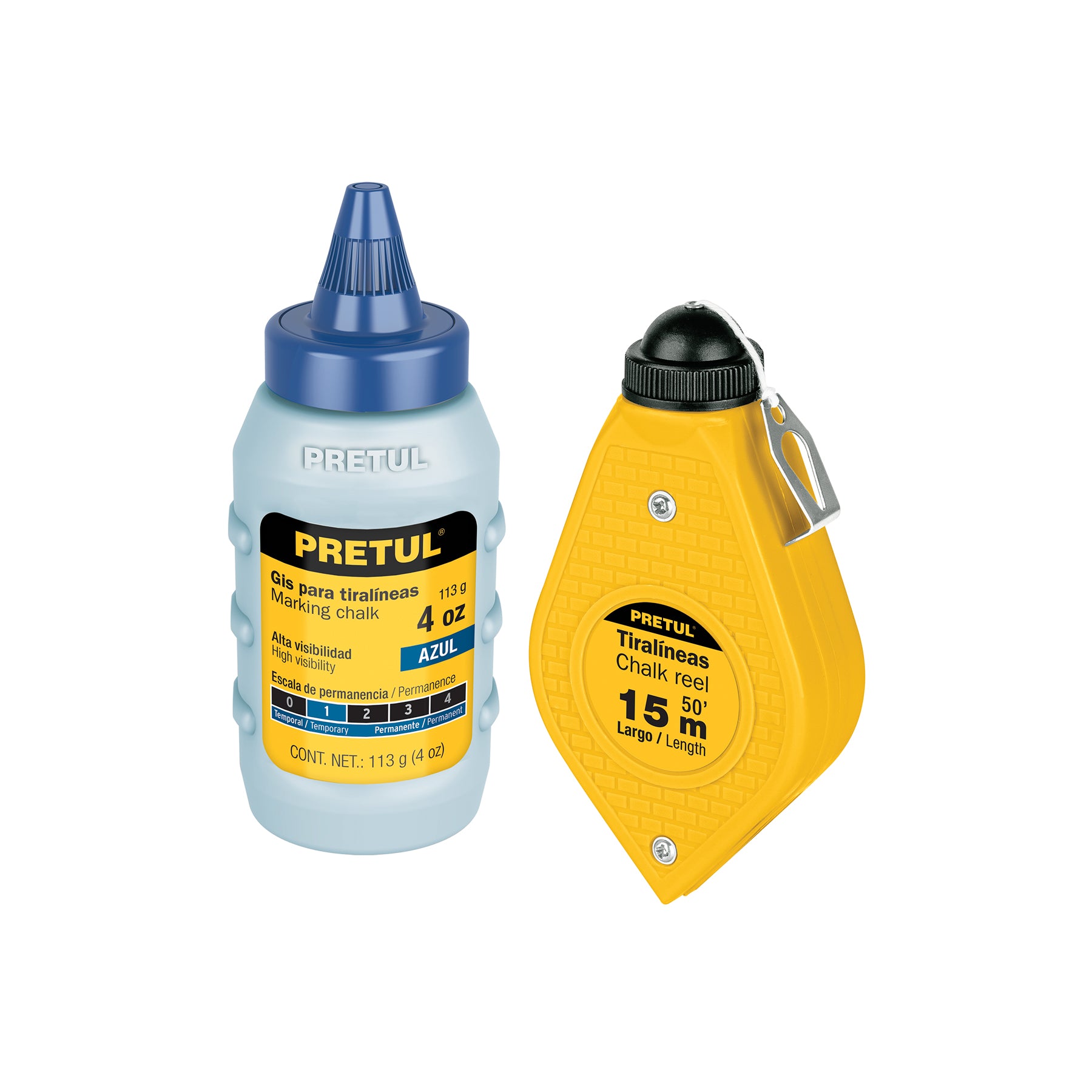 Tiralíneas plástico con gis 15 m (50 ft), Pretul, TL-50P, 28574