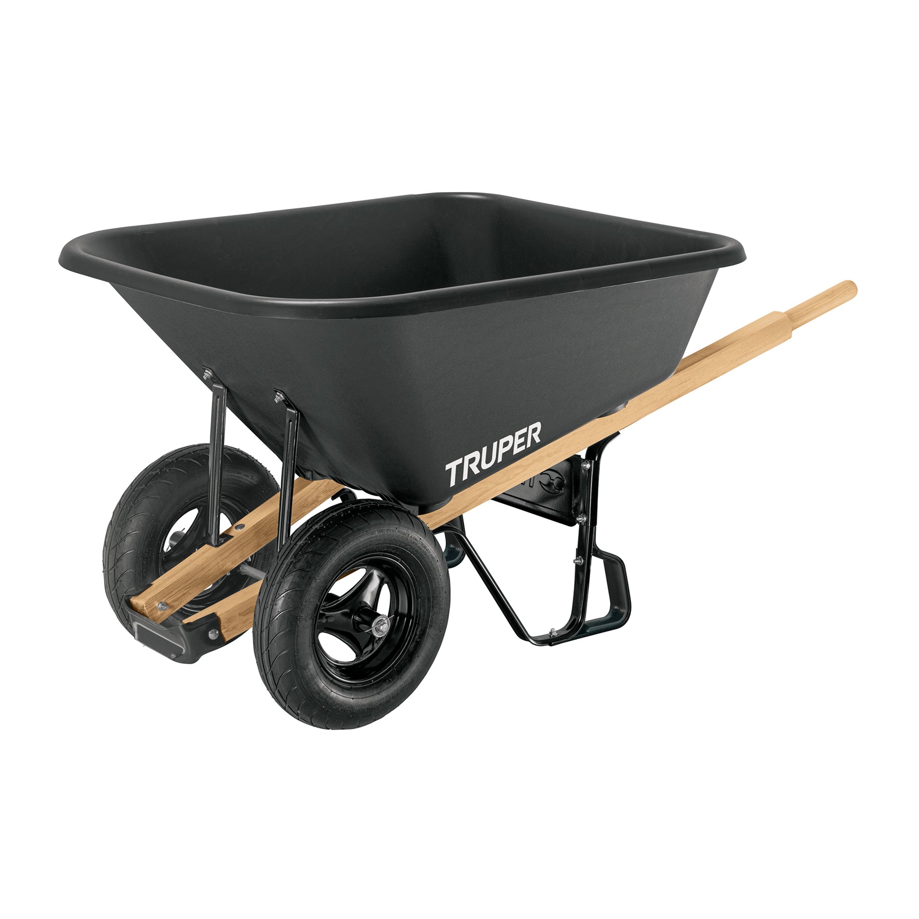 Carretilla con plástica 8 ft3 Doble llanta neumática b/madera