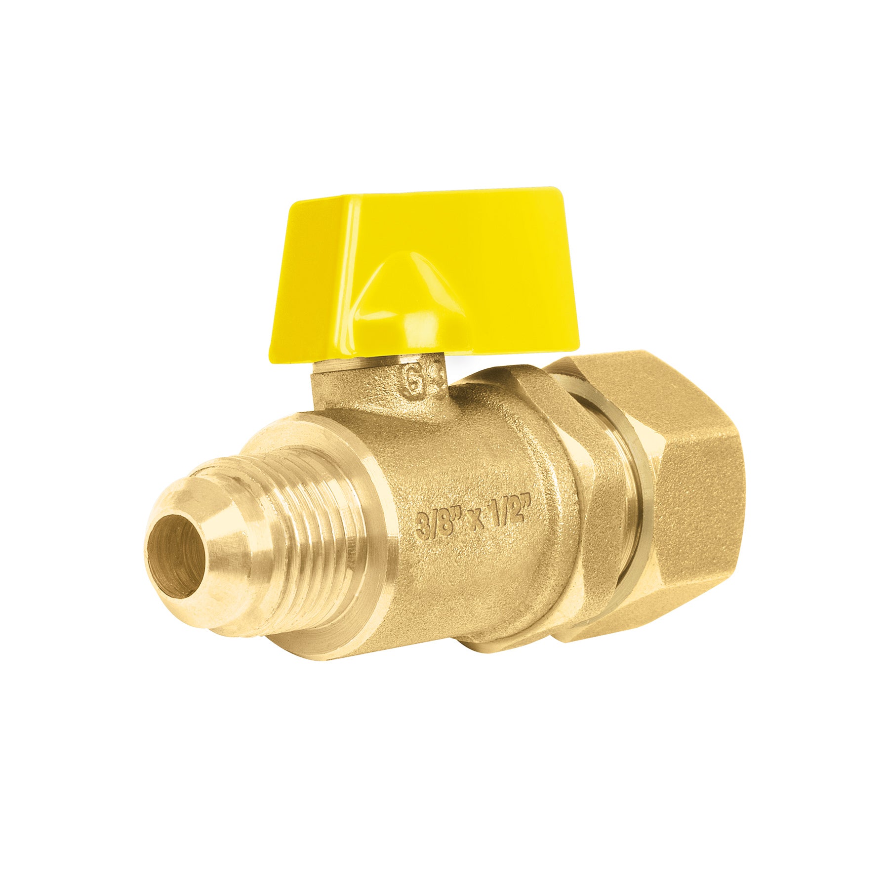 Válvula de control latón para gas 3/8"x1/2" tipo barrilito