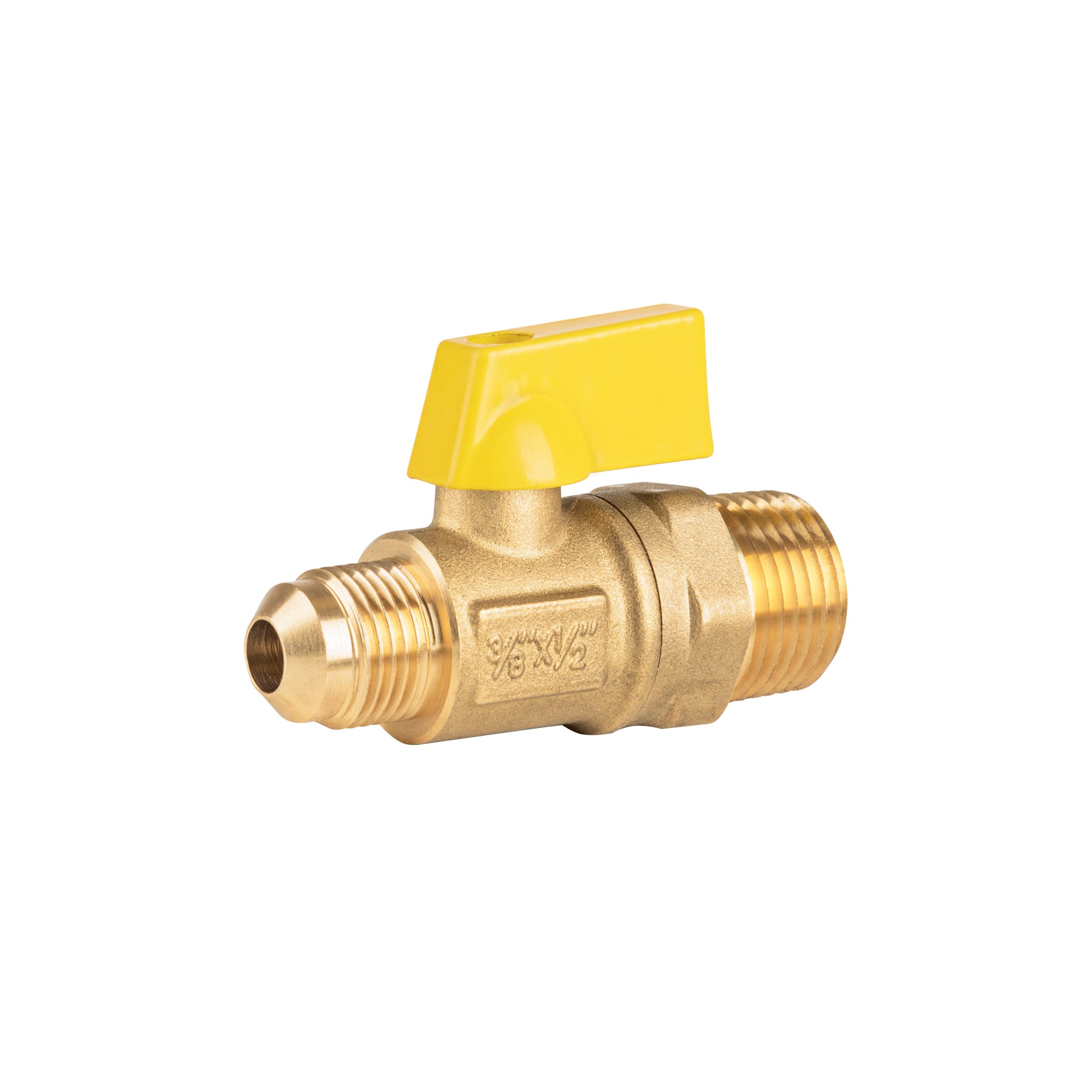 Válvula de control de latón p/gas,3/8x1/2"Flare/macho, Foset