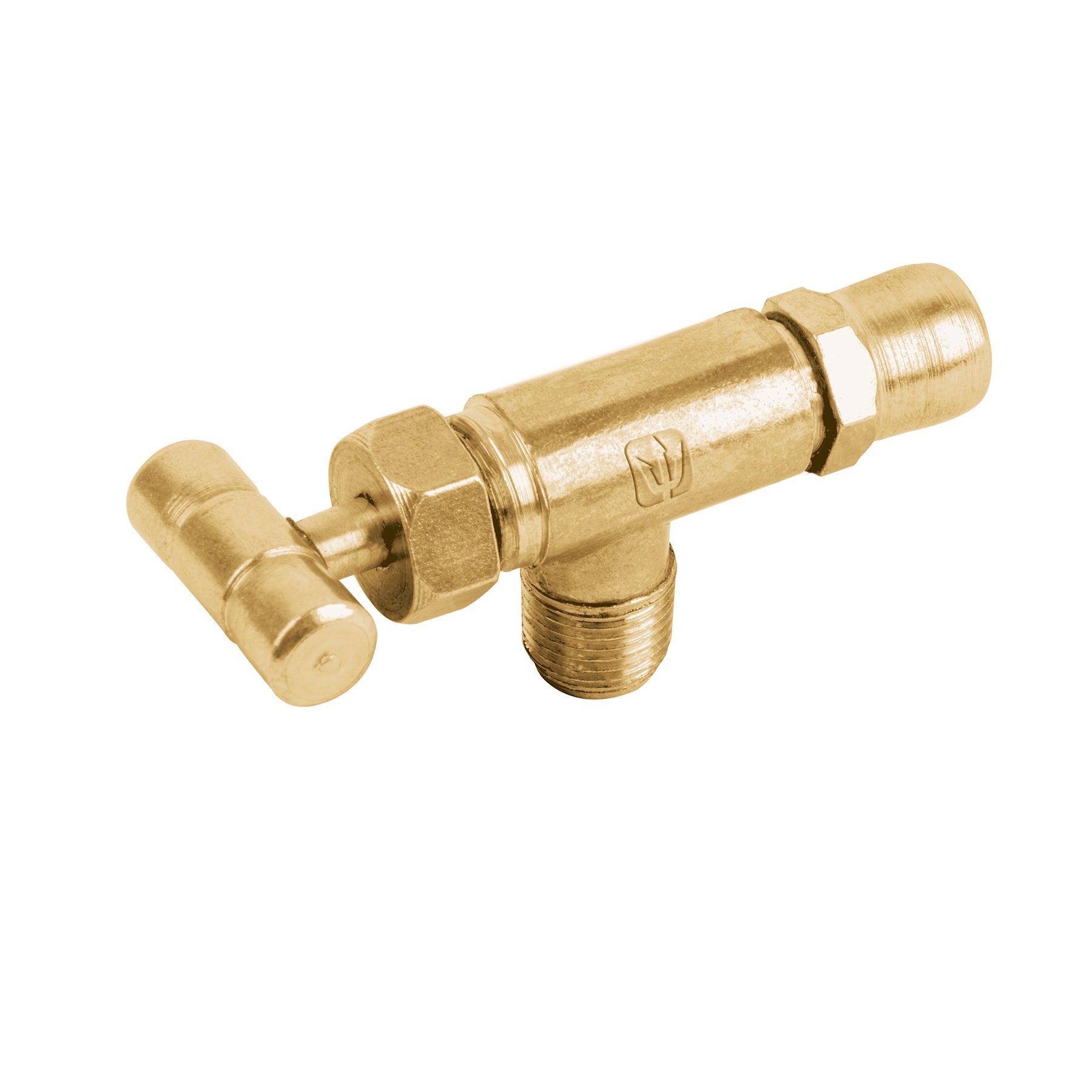 Válvula horizontal de latón 1/8" para gas LP, con maneral