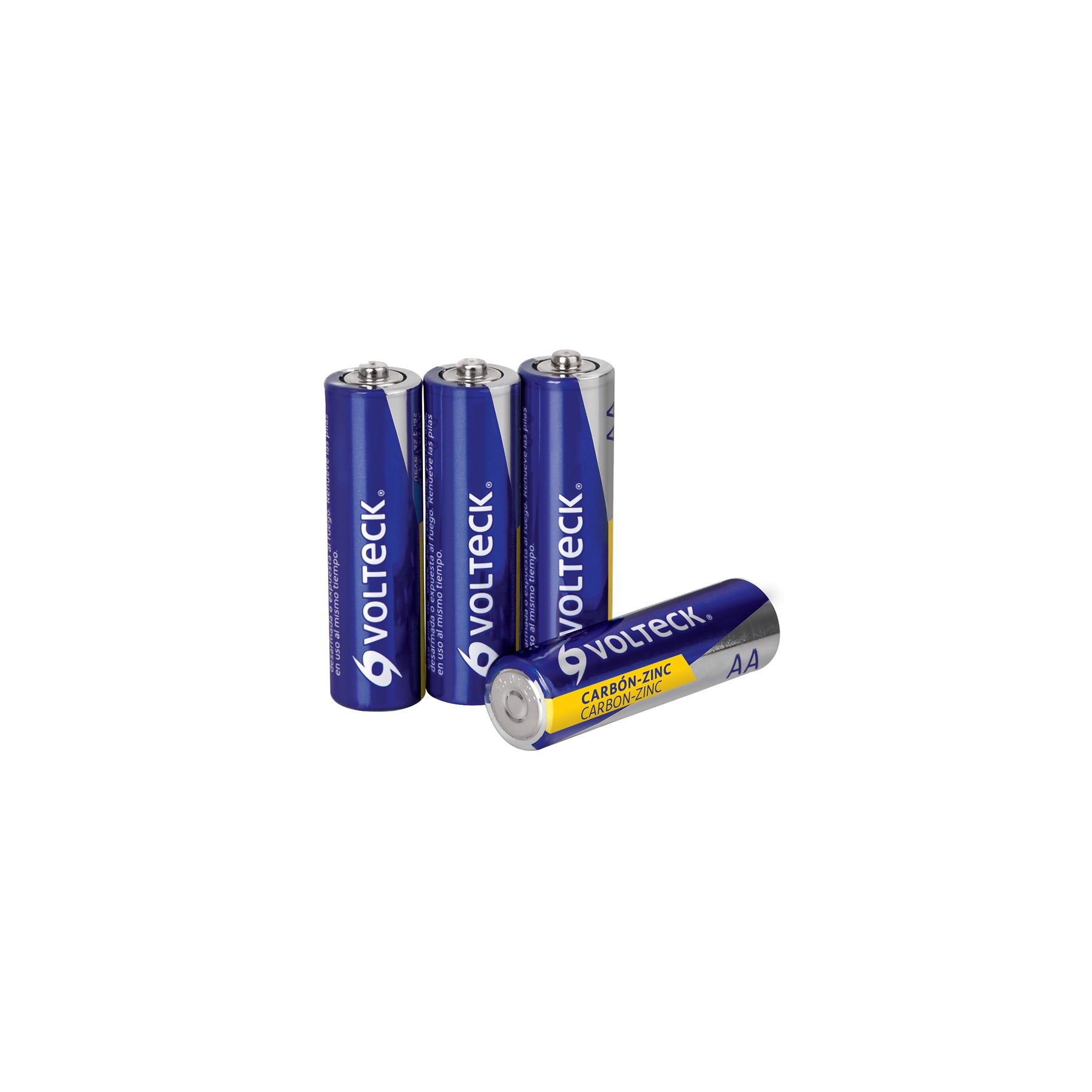Blíster con 4 pilas zinc-carbón AA, Volteck, ZI-AA, 46309