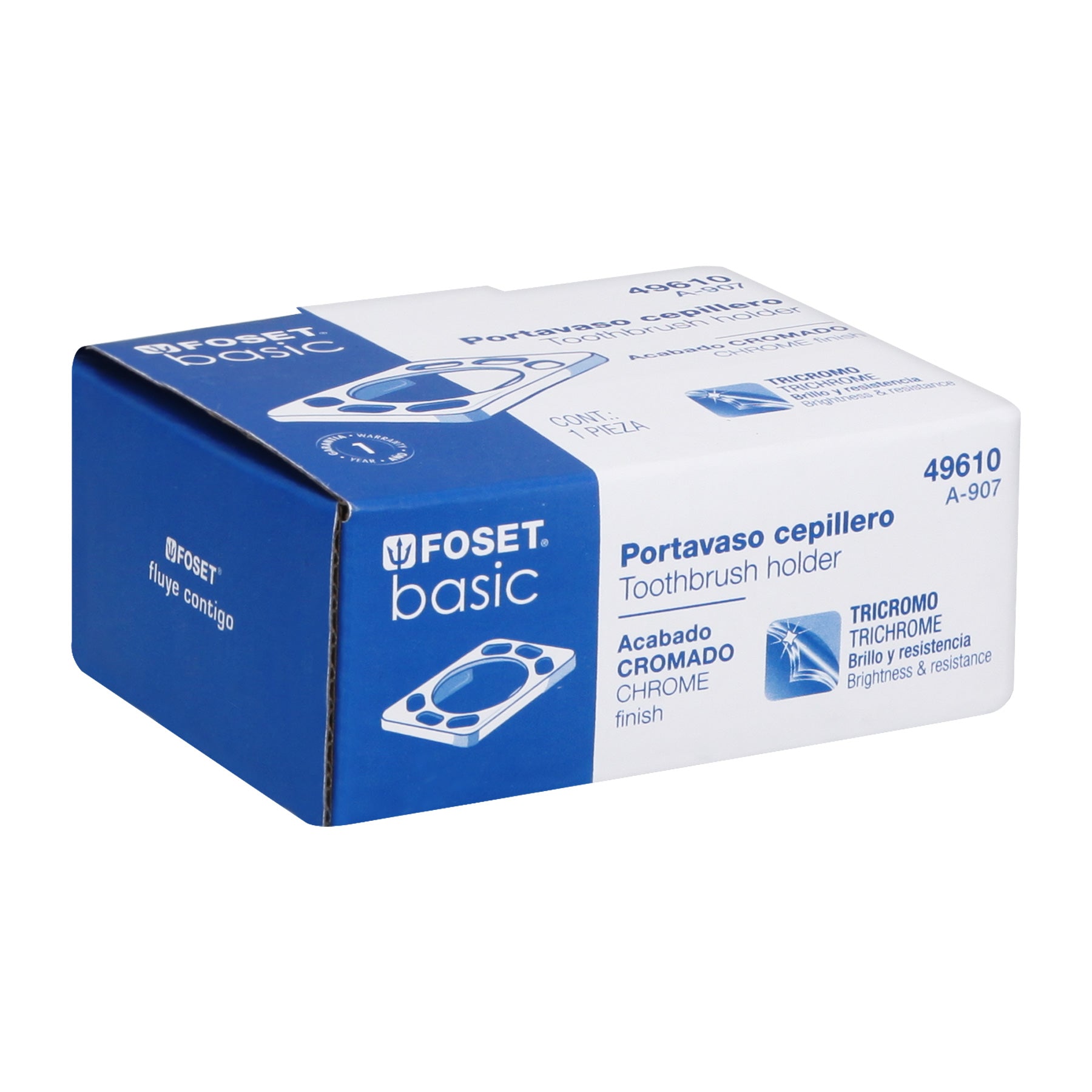 Portavaso cepillero, metálico, cromo, BASIC