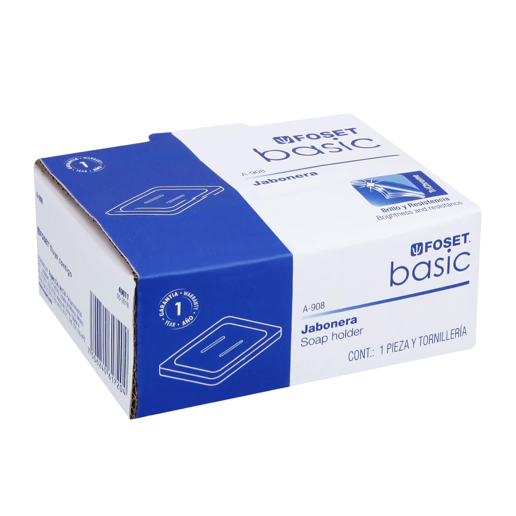 Jabonera metálica, cromo, BASIC