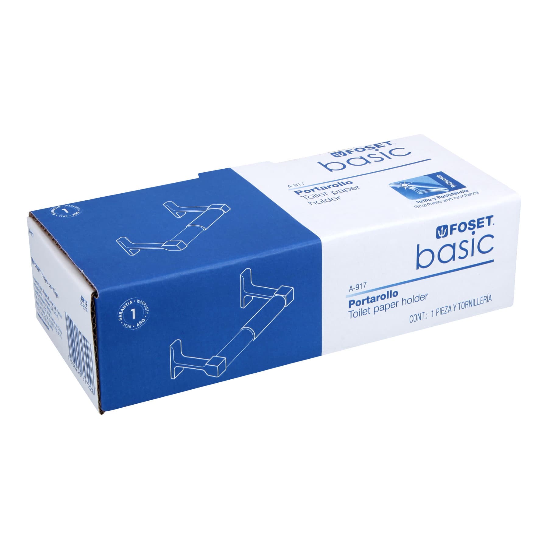 Portarrollo sin cubierta, metálico, cromo, BASIC