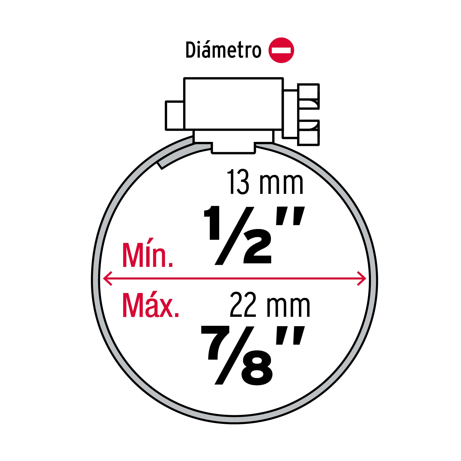 Bolsa con 10 abrazaderas mini sin fin reforzadas #7, 1/2 -7/8"