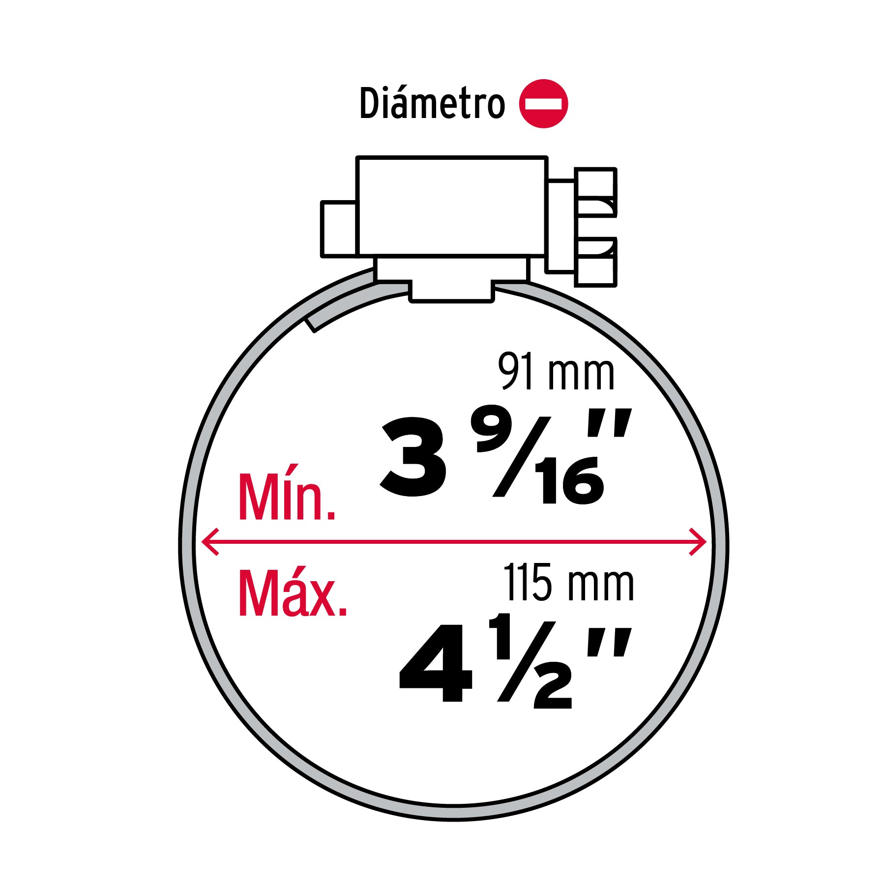 Bolsa con 5 abrazaderas sin fin reforzadas #64, 3-9/16-4-1/2"