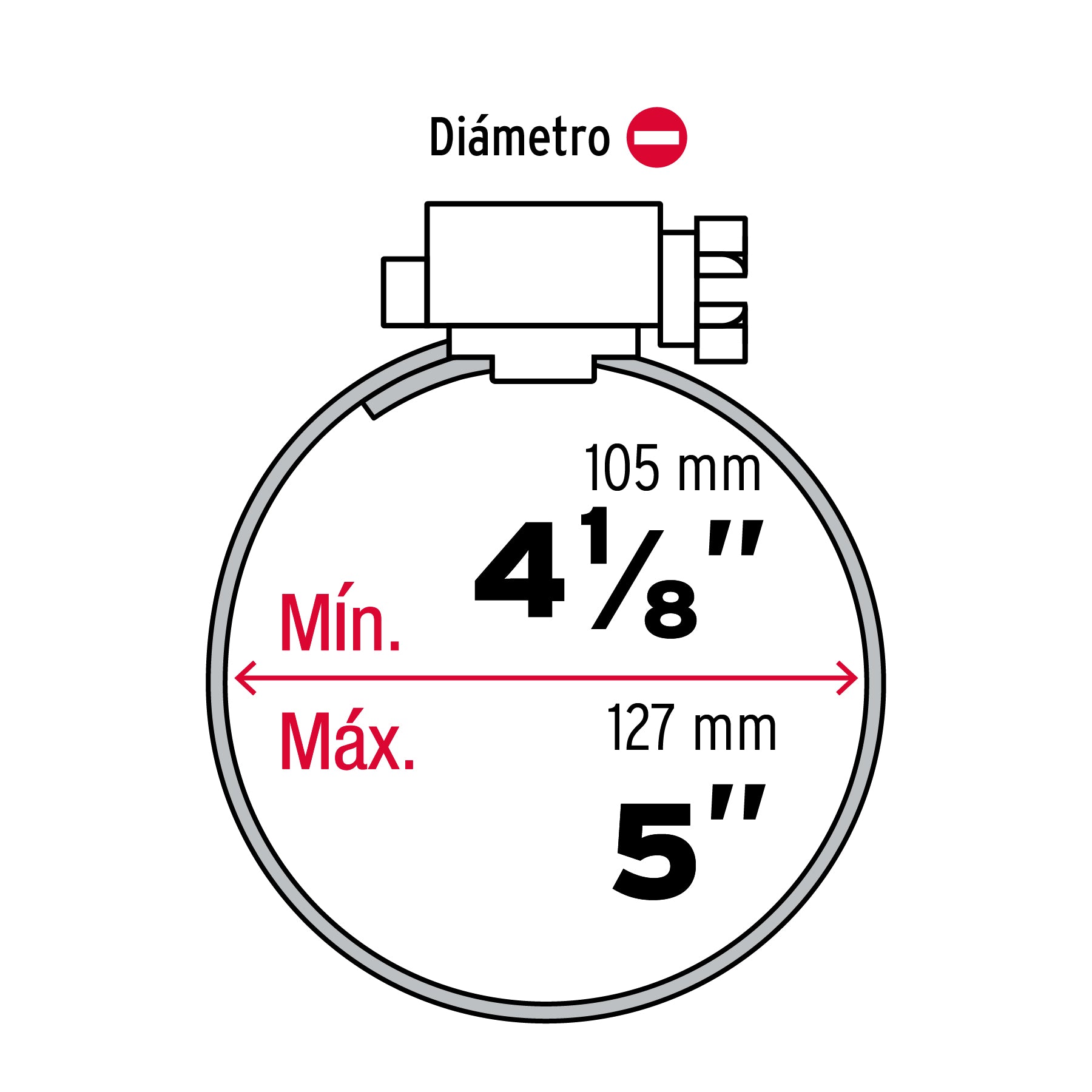 Bolsa con 5 abrazaderas sin fin reforzadas #72, 4-1/8 - 5"