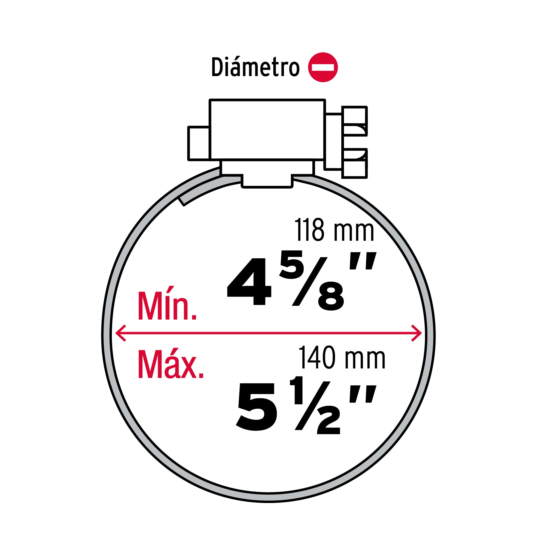 Bolsa con 5 abrazaderas sin fin reforzadas #80, 4-5/8 - 5-1/2"