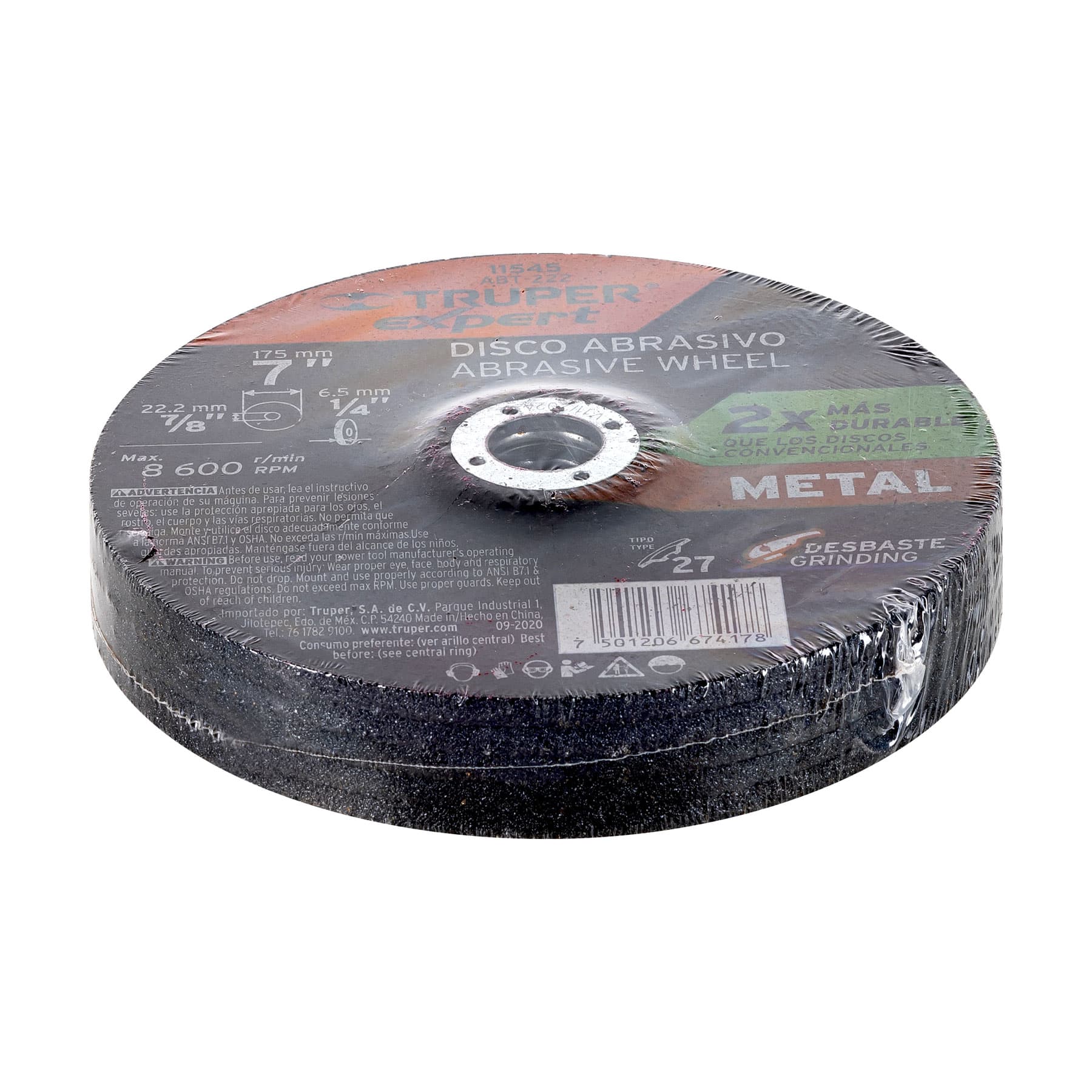 Disco Tipo 27 de 7" x 6.4 mm desbaste de metal, Expert