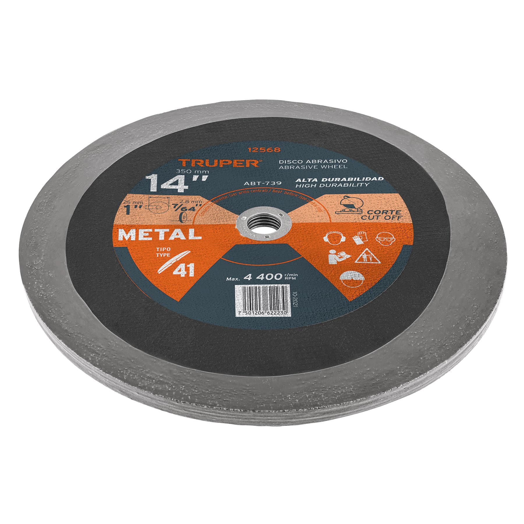 Disco Tipo 41 de 14" x 3.1 mm para corte de metal, Truper