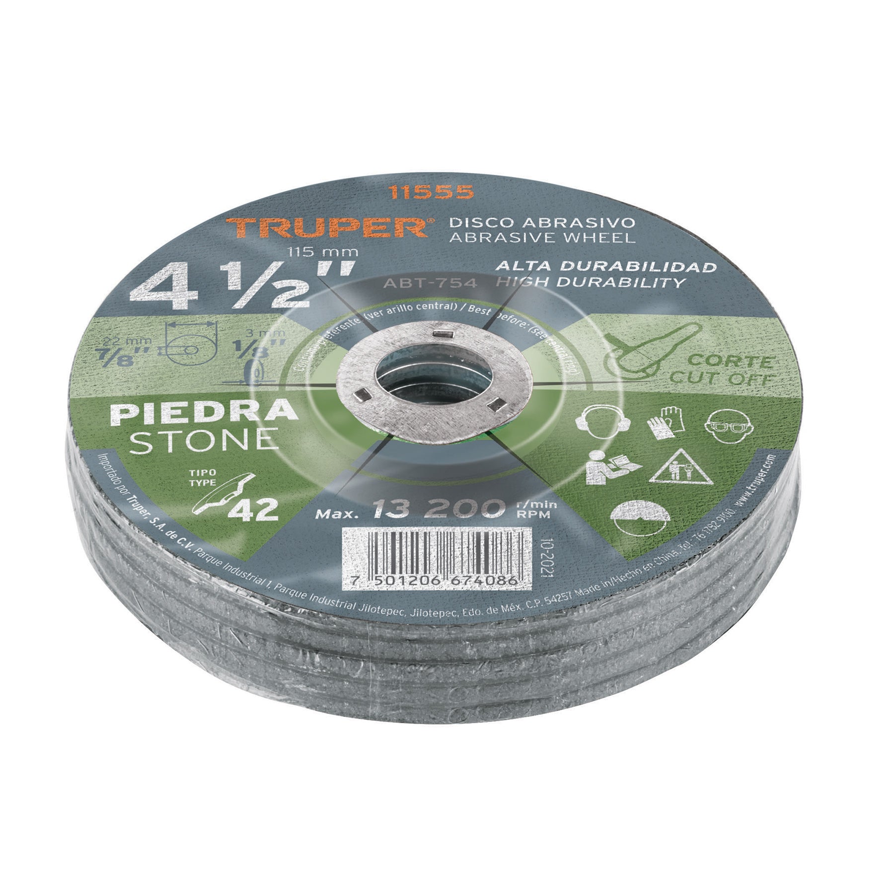 Disco Tipo 42 de 4-1/2" x 3.2 mm para corte de piedra