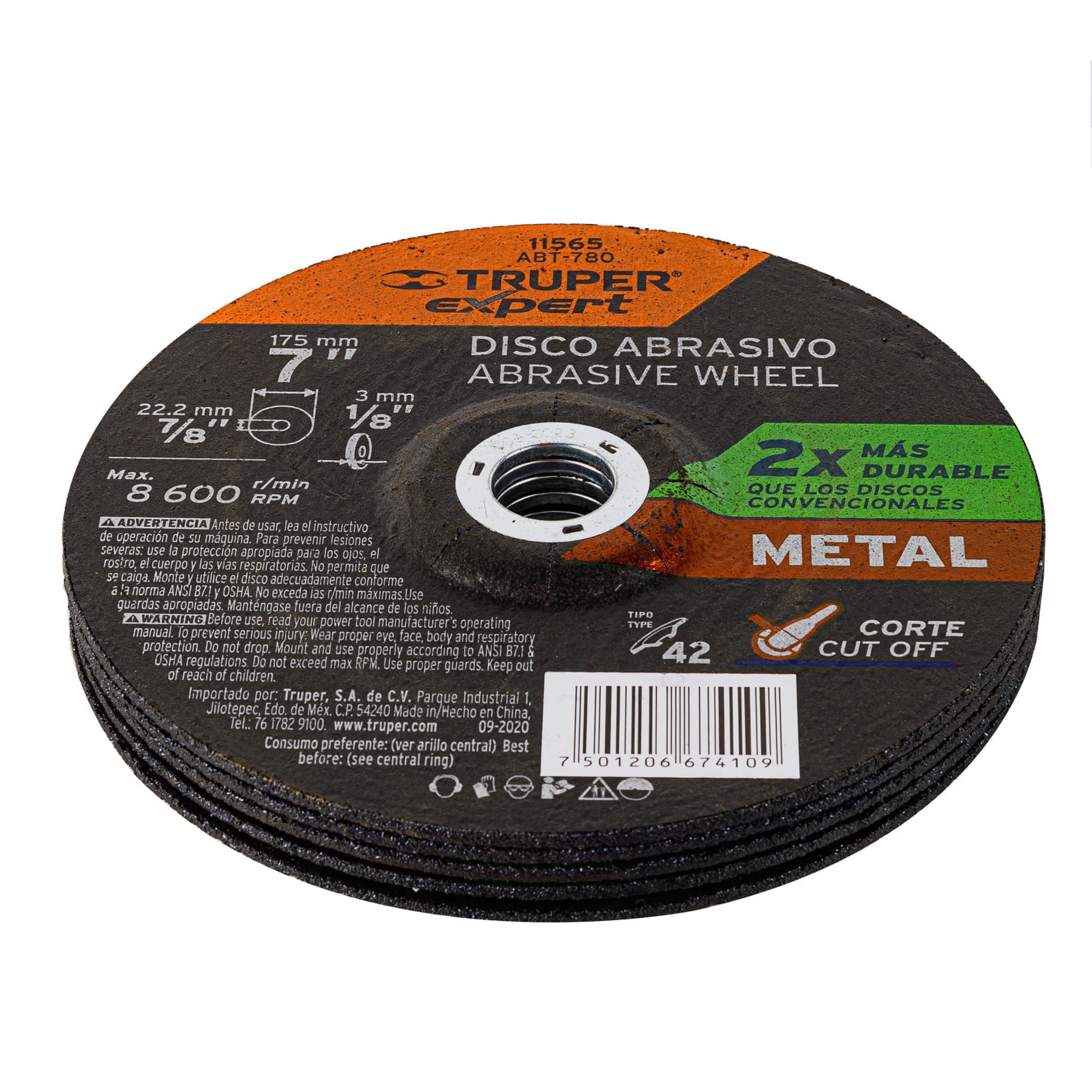 Disco Tipo 42 de 7" x 3.2 mm corte metal, Truper Expert