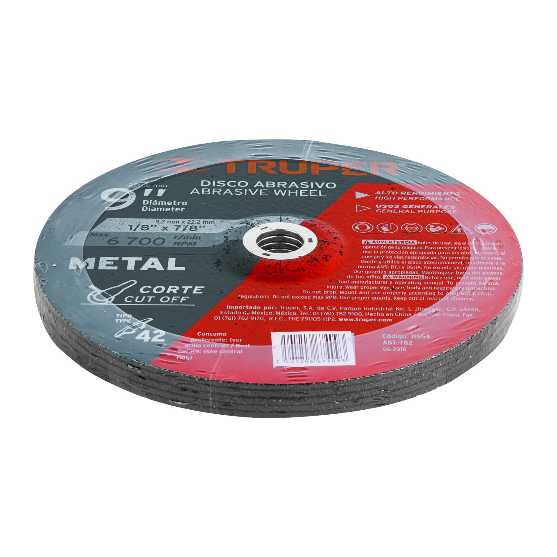 Disco Tipo 42 de 9" x 3.2 mm corte metal, Truper Expert
