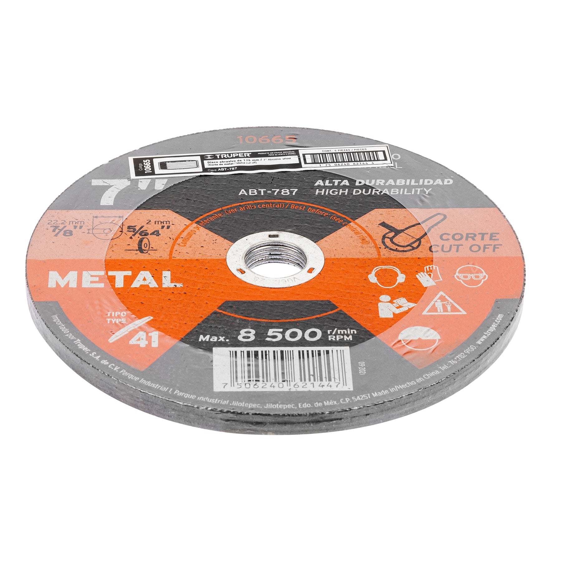 Disco de 7" para corte de metal, tipo 41, Truper