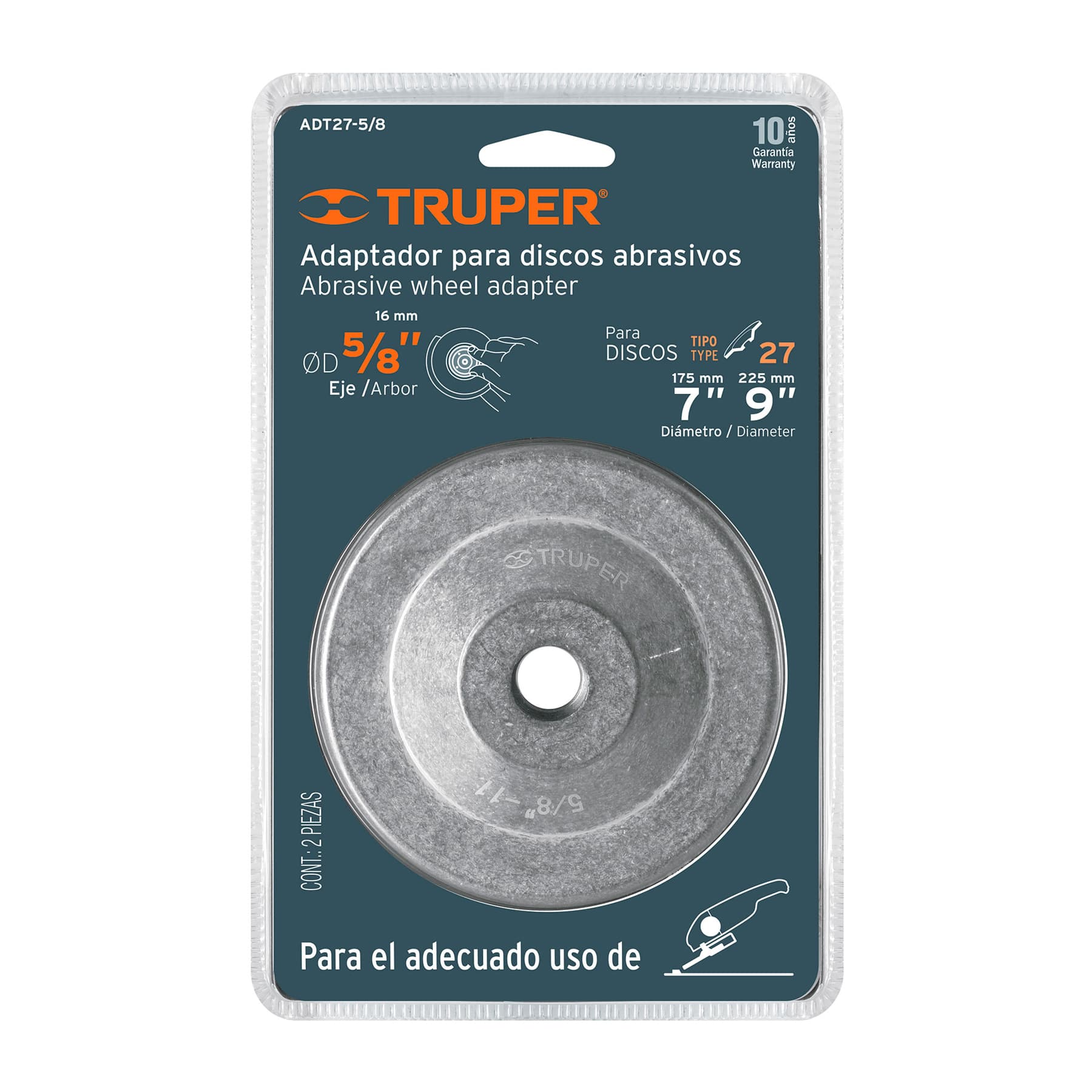 Adaptador para discos abrasivos 7" a 9", tipo 42, 5/8-11