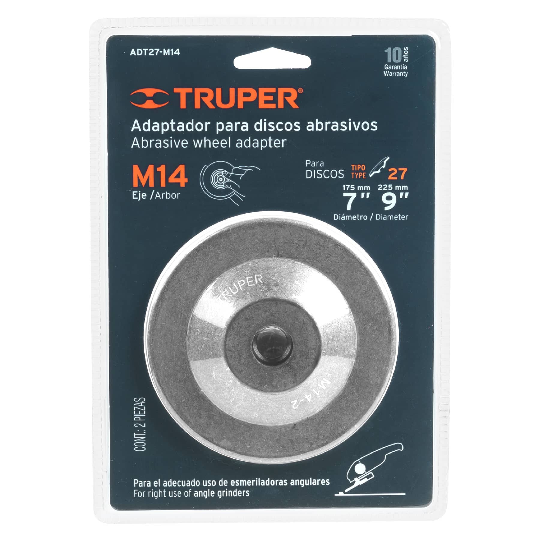 Adaptador para discos abrasivos 7" a 9", tipo 42, M14-2.0mm