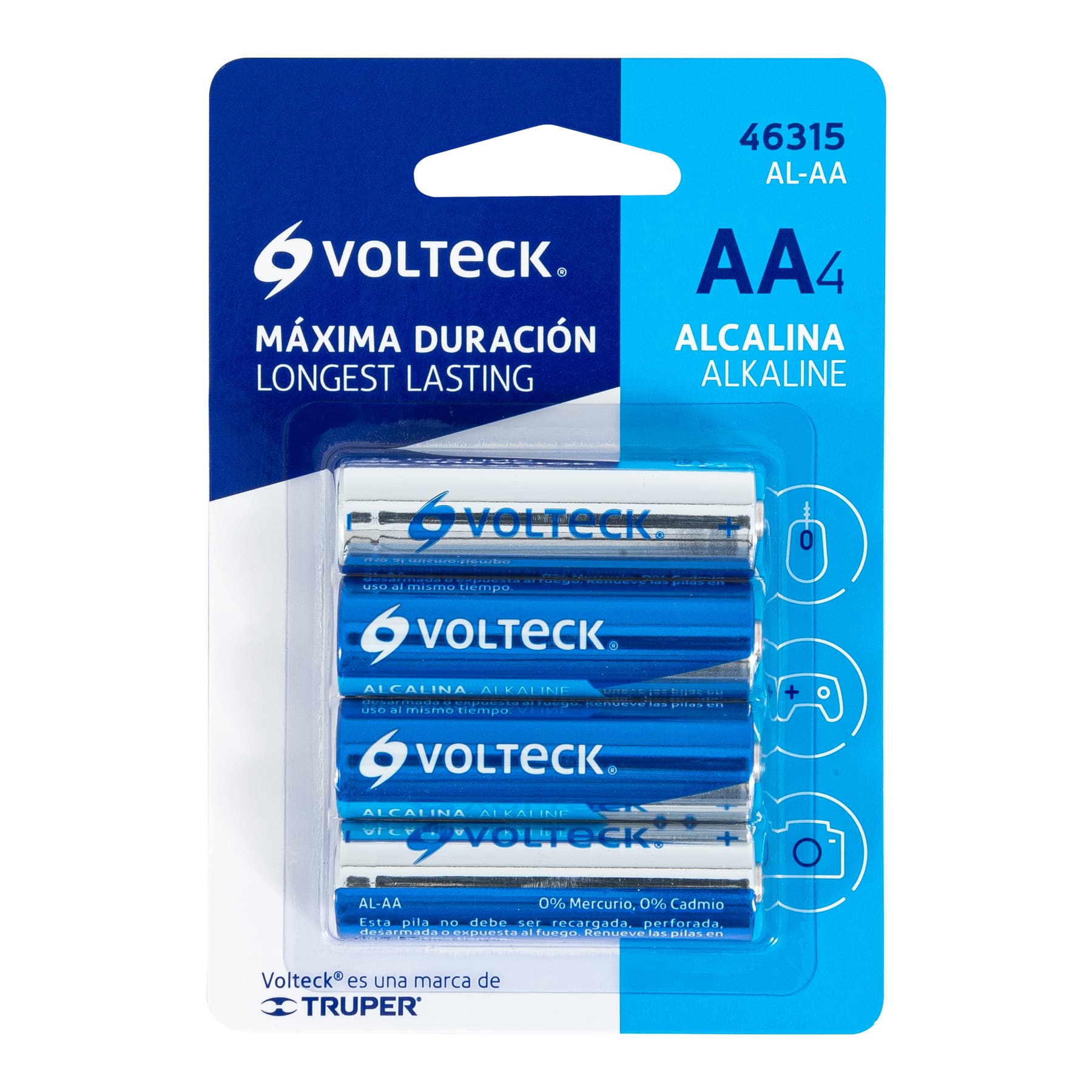 Blíster con 4 pilas alcalinas AA, VOLTECK