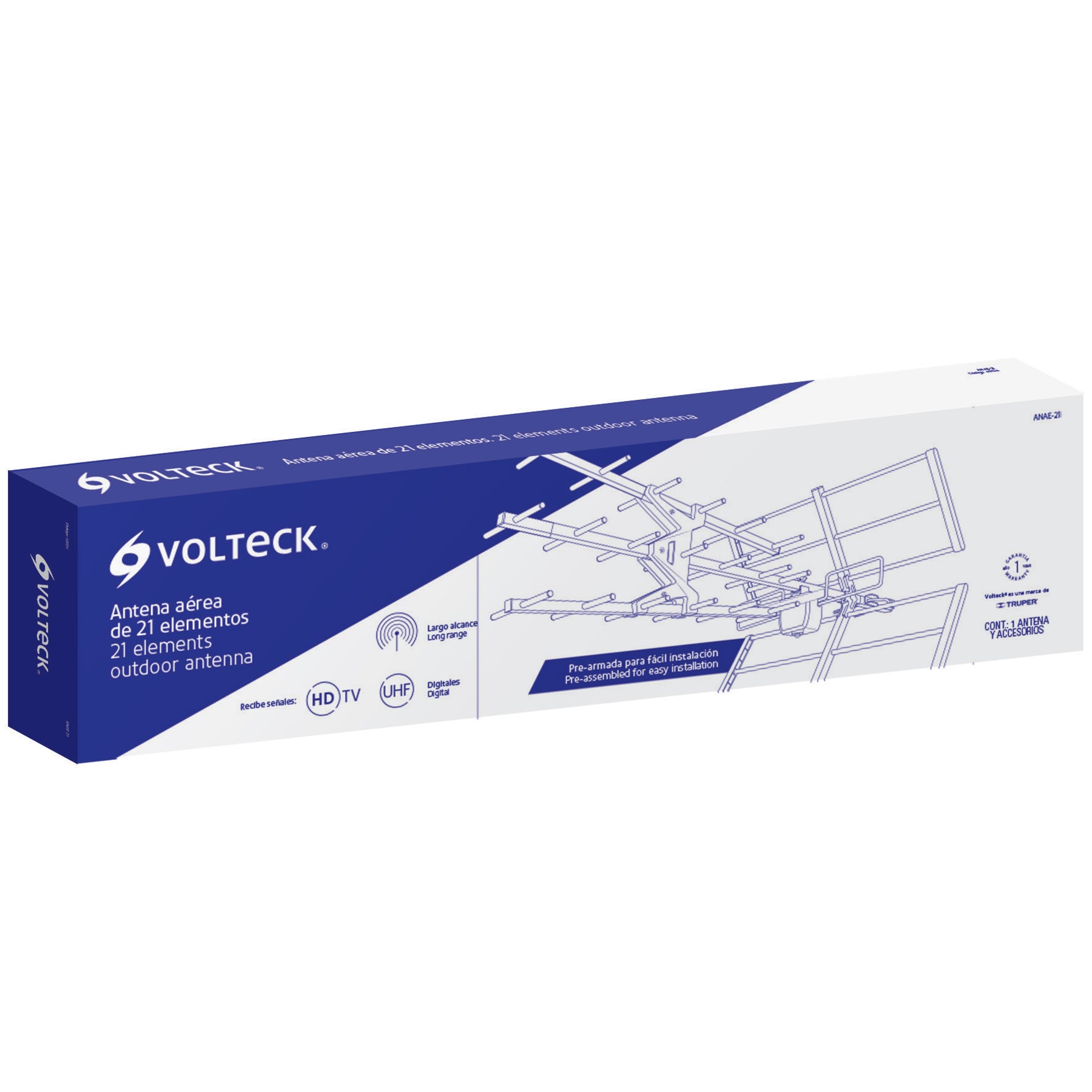Antena aérea para TV HD, 17 elementos, Volteck