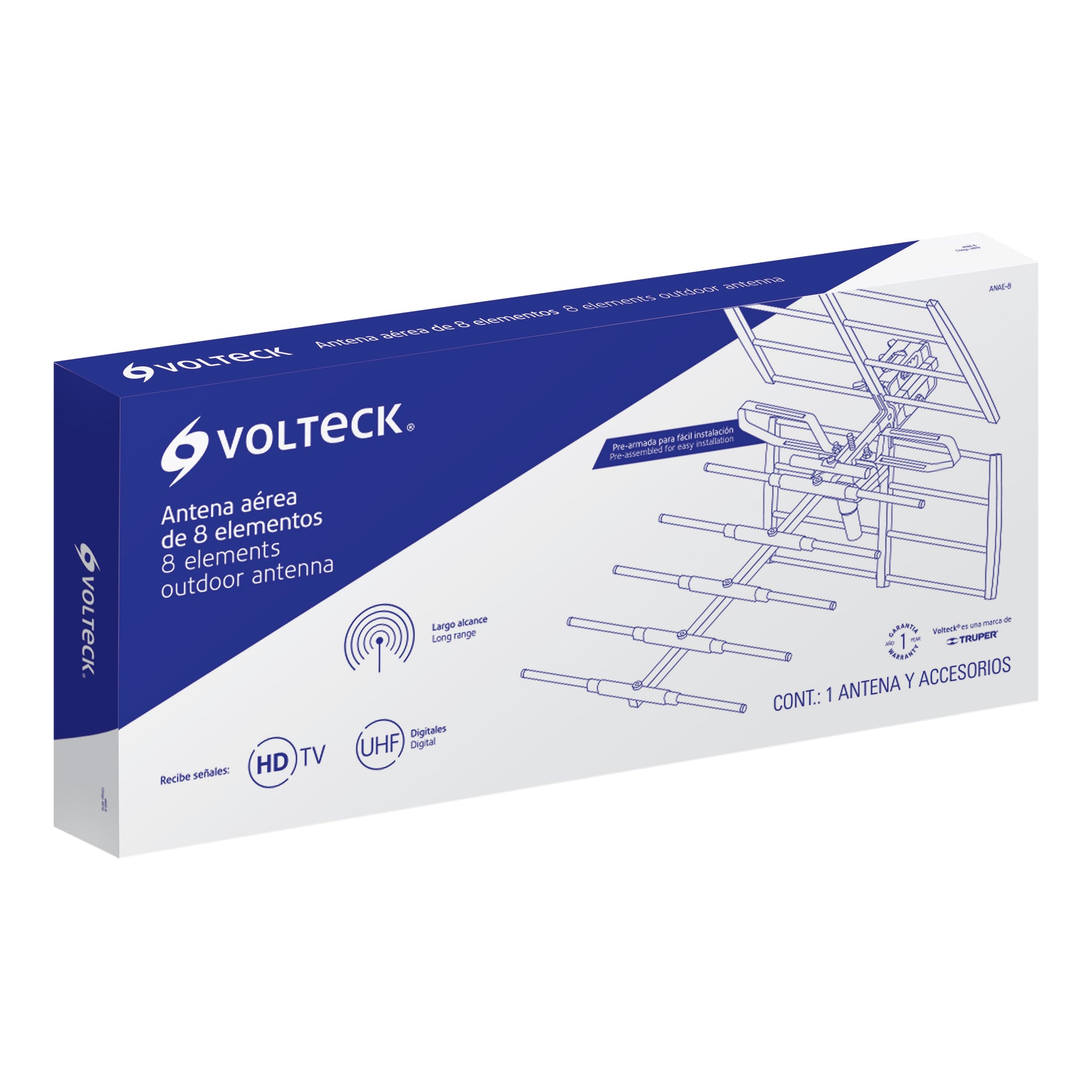 Antena aérea para TV HD, 14 elementos, Volteck
