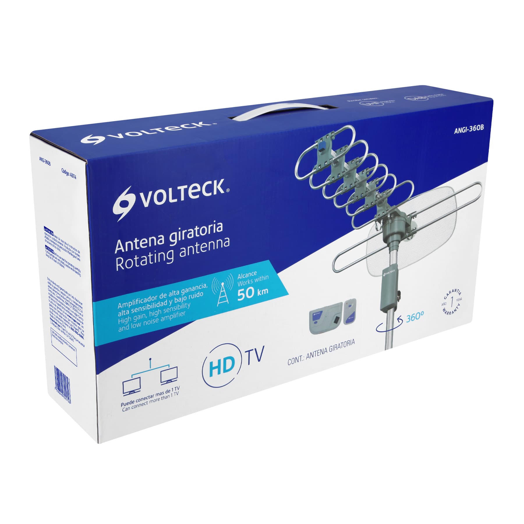 Antena aérea para TV HD, giratoria 360∞ con control y cable